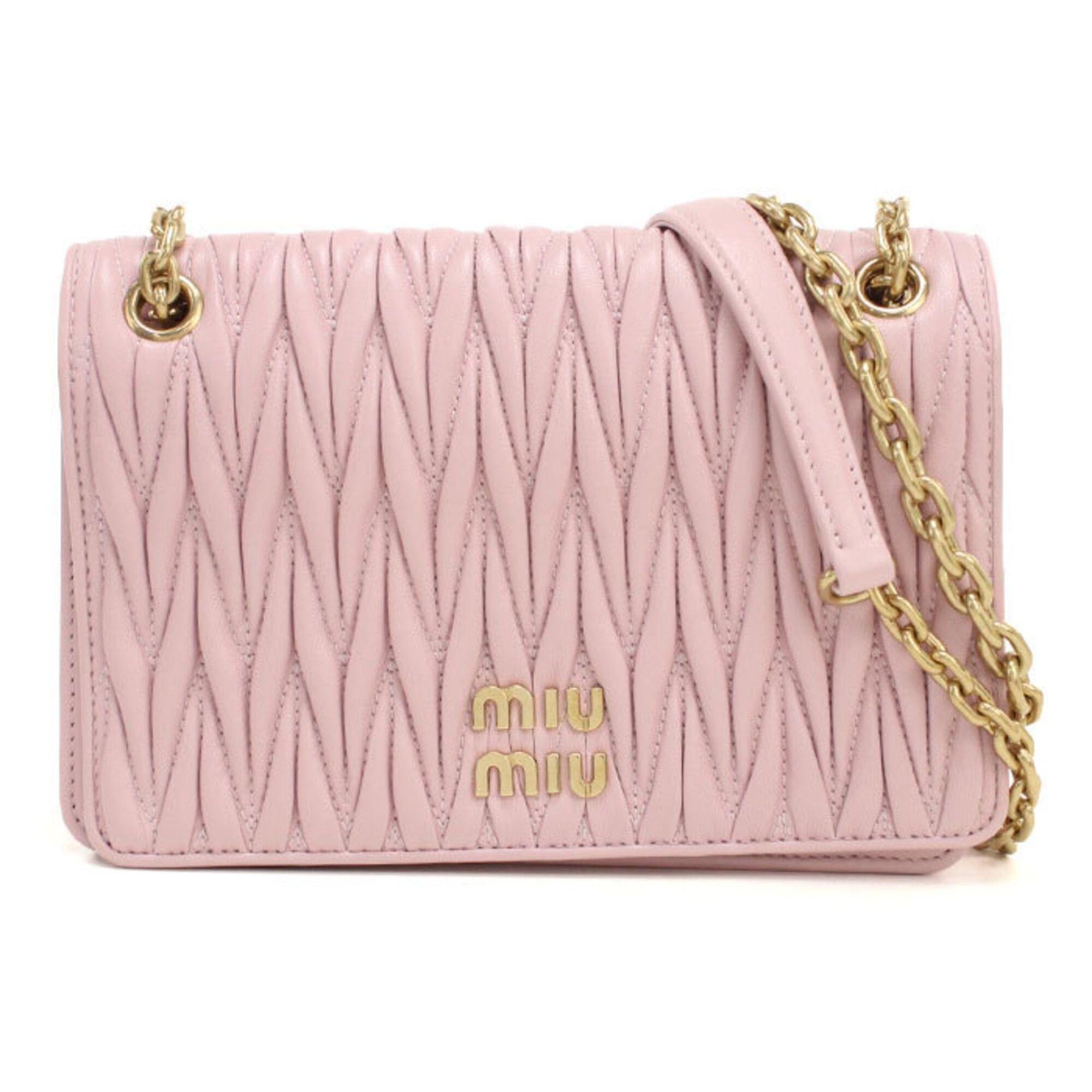 Miu Miu Miu Miu MIUMIU (OUTLET) Miu Outlet Shoulder Bag 5BP065 Chain Matelassé Women's Pink Size ONE SIZE - 1 Thumbnail