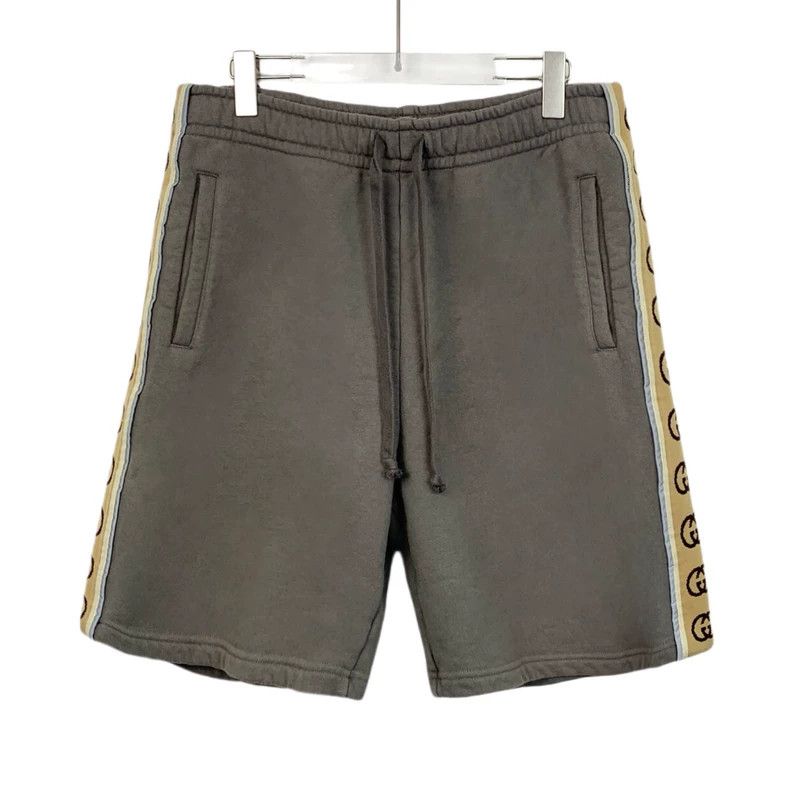 Gucci Gucci Size L Gray logo striped drawstring cotton shorts si Size US 34 / EU 50 - 1 Thumbnail