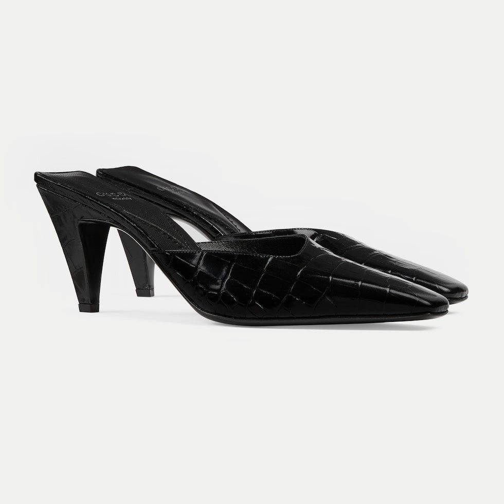 Gucci Gucci Crocodile Printed Leather Mules SIZE 37 Size ONE SIZE - 1 Thumbnail