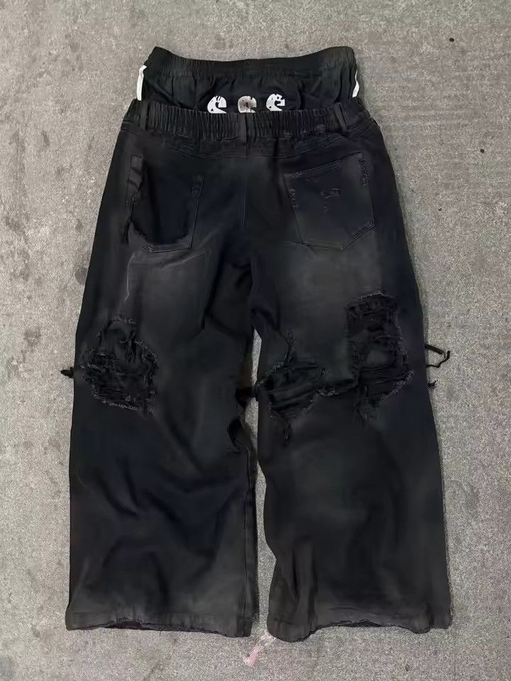 Japanese Brand Black Distressed jogger Pants Size US 30 / EU 46 - 2 Thumbnail