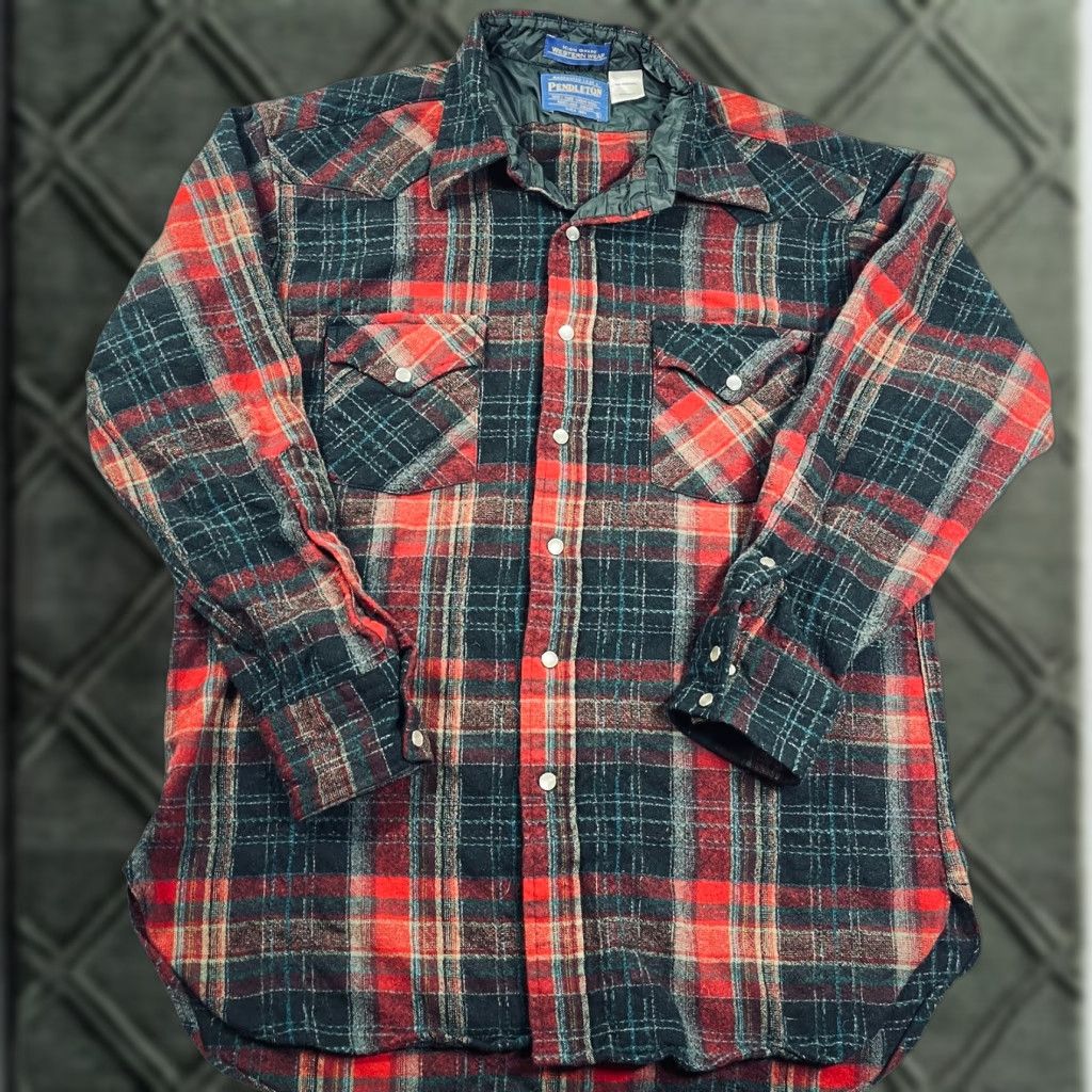 Pendleton VINTAGE Pendleton High Grade Western Wear Pearl Snap Plaid Shirt Large Mens Western 50s 60s 70s Cowboy Outdoor Size US L / EU 52-54 / 3 - 1 Thumbnail