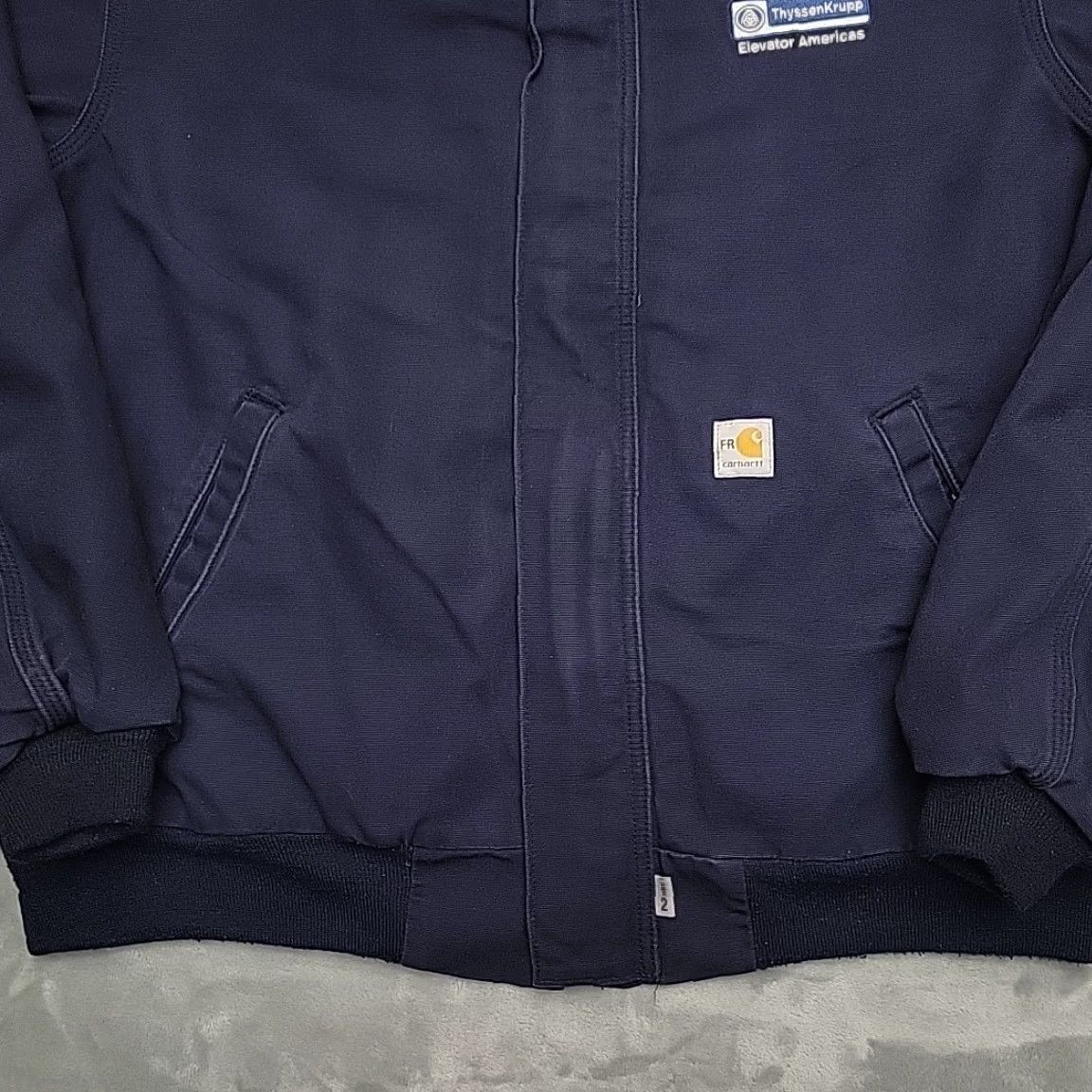 Carhartt Carhartt Flame Resistant Jacket Mens XL Navy Canvas Bomber FRJ020 DNY Workwear Jacket Size US XL / EU 56 / 4 - 2 Thumbnail