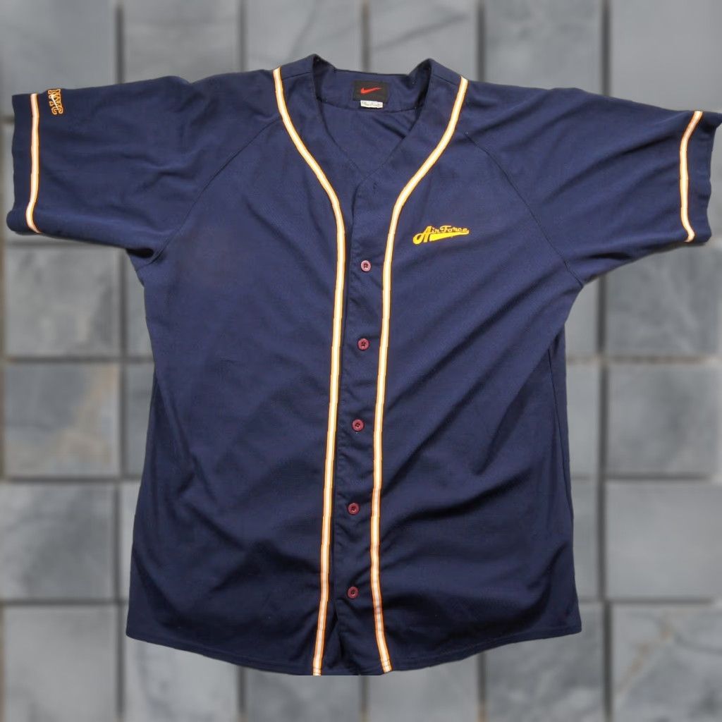 VINTAGE Nike Jersey Mens XL Blue Air Force Baseball NYC Swoosh 90s Nike Nike Shirt Sports 90s Mens US