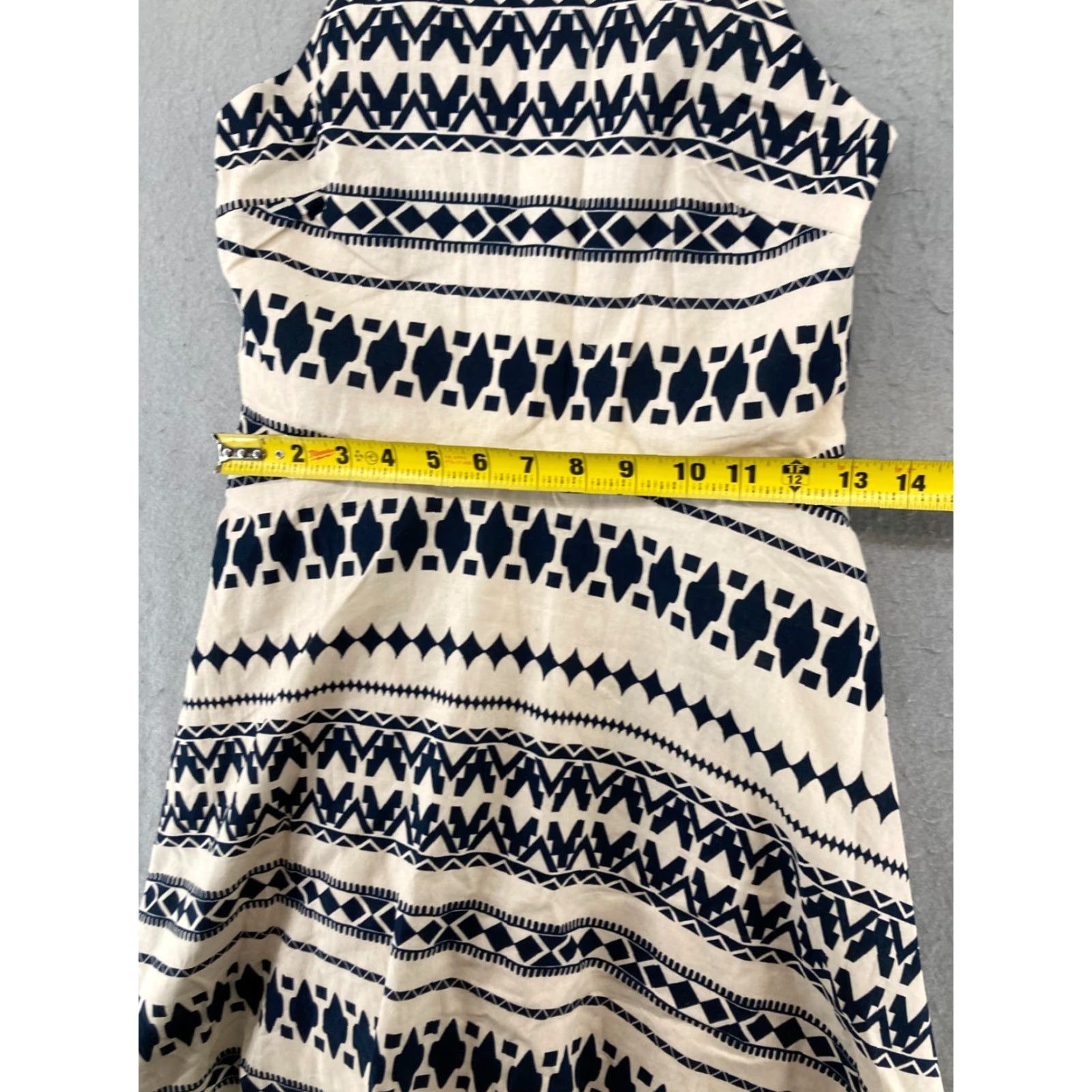 Vintage JOA Womens Dress A-Line Halter Knee Length Beige Khaki Small/Medium NWT Geometric Pattern (M) Size M / US 6-8 / IT 42-44 - 3 Thumbnail