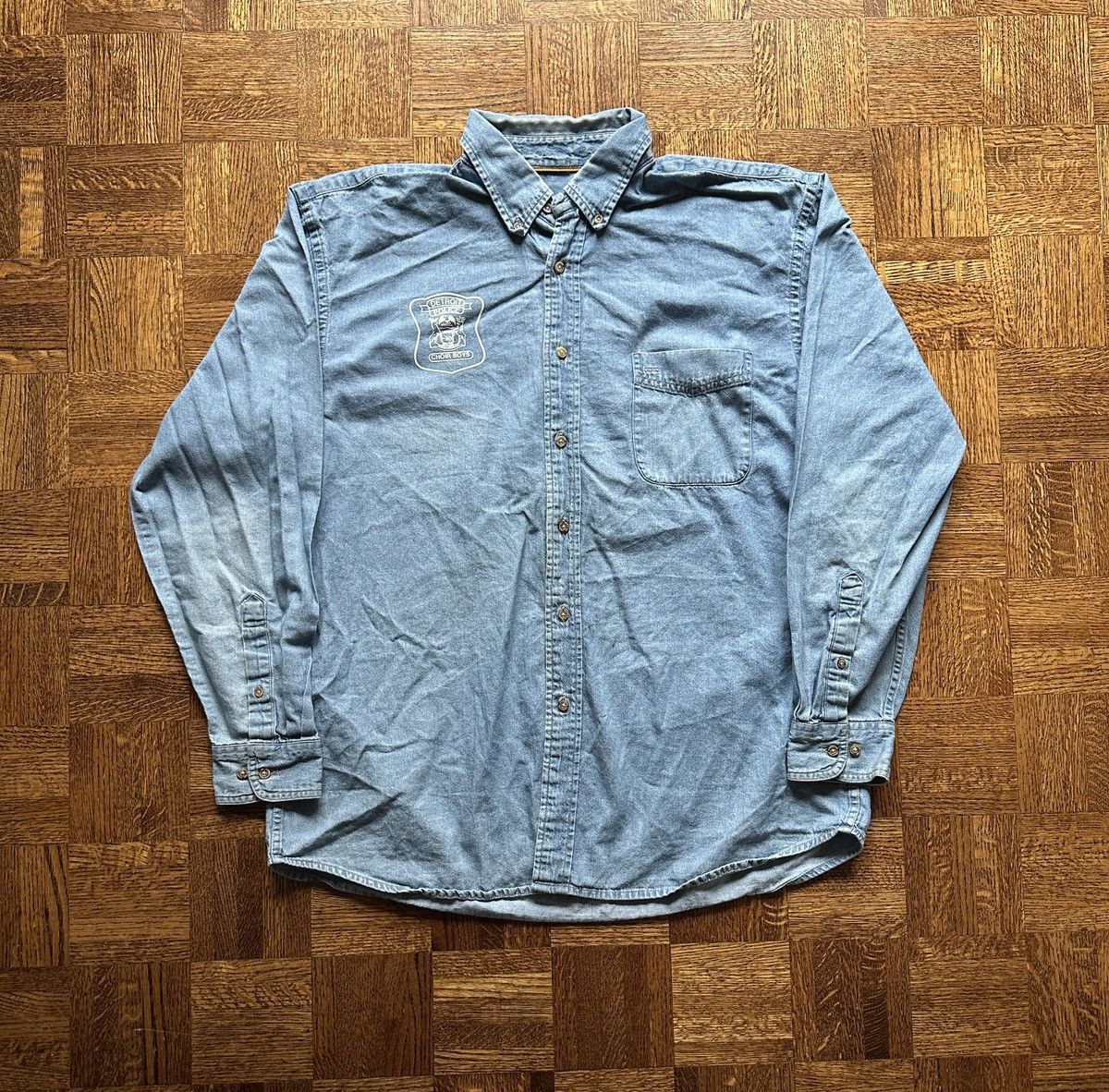 Vintage Vintage 90s Detroit Police Denim Button Up Shirt Size US XL / EU 56 / 4 - 1 Thumbnail