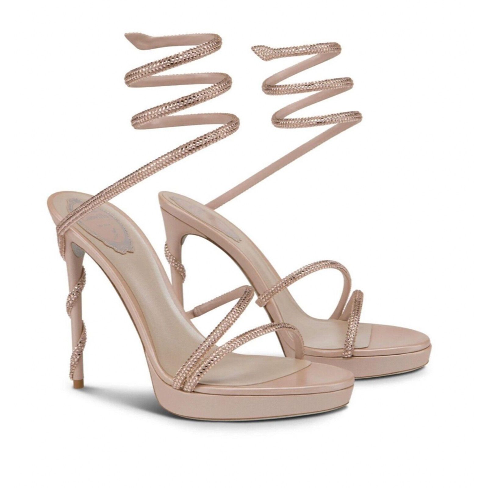Rene Caovilla Margot Silk Crystal Platform Wrap Strap Sandal Heel Pump 41 Size US 11 / IT 41 - 5 Thumbnail