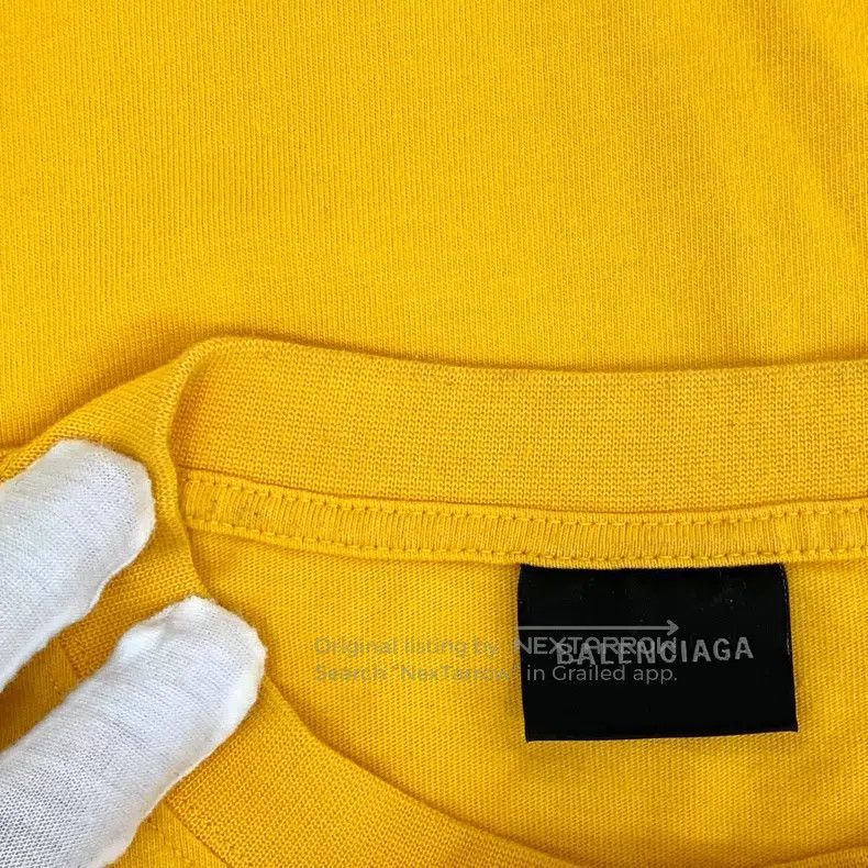Balenciaga Balenciaga Yellow Logo Letter Printed Cotton Round Neck Sh Size US M / EU 48-50 / 2 - 9 Thumbnail