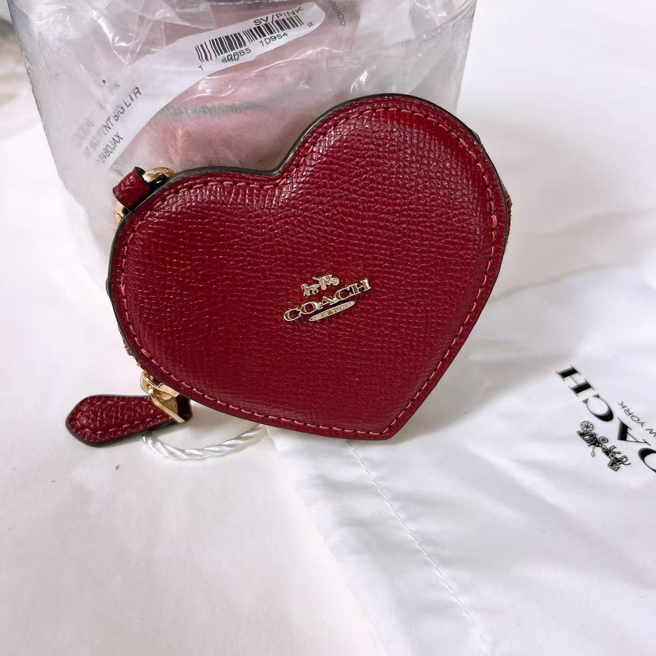 Coach Coach CP368 Heart Bag Charm IN Gold/Dark Ruby Size ONE SIZE - 1 Thumbnail