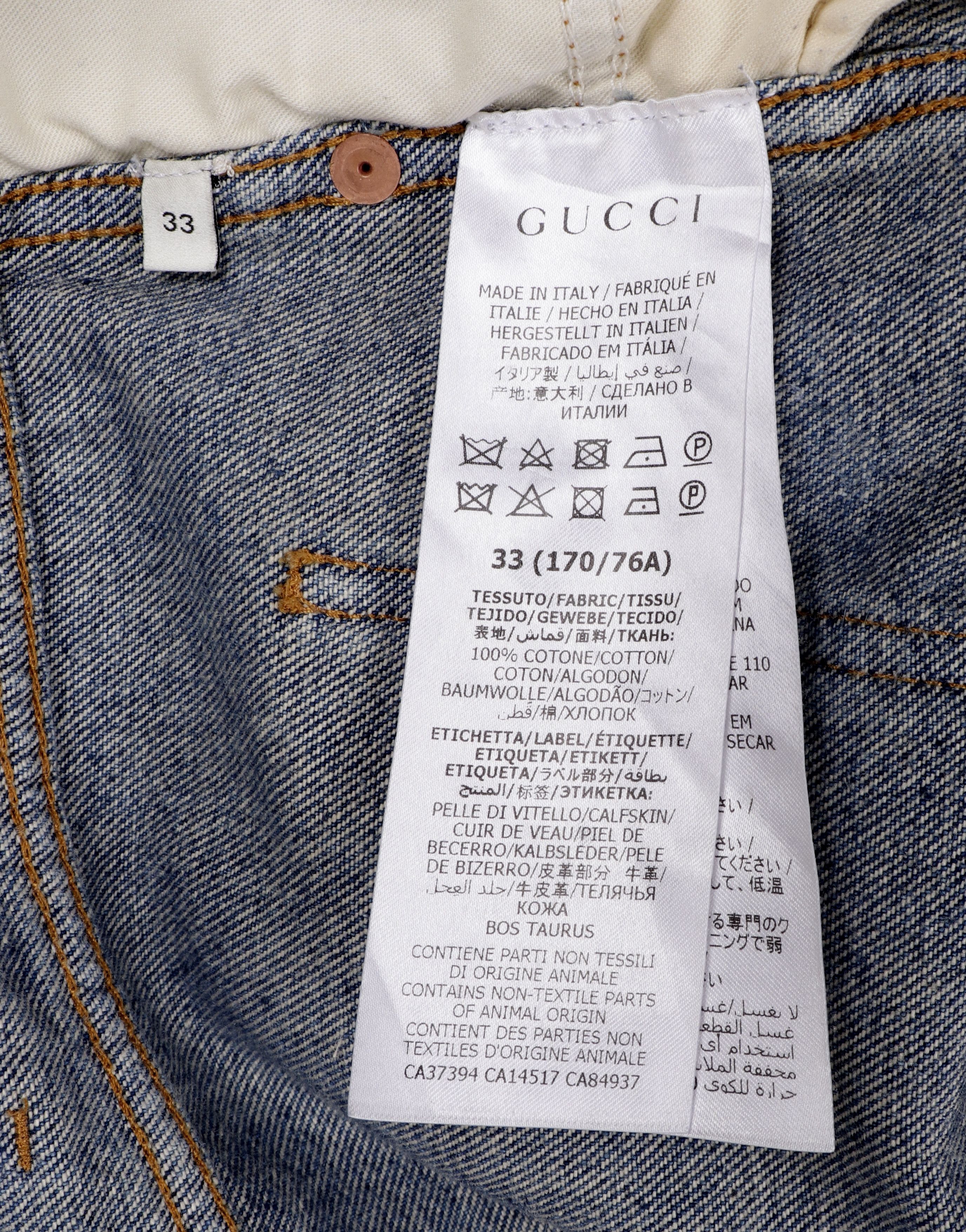Gucci Men's Gucci Cotton Blue Jeans GG Web Patch Size W32-33" Size US 33 - 11 Thumbnail
