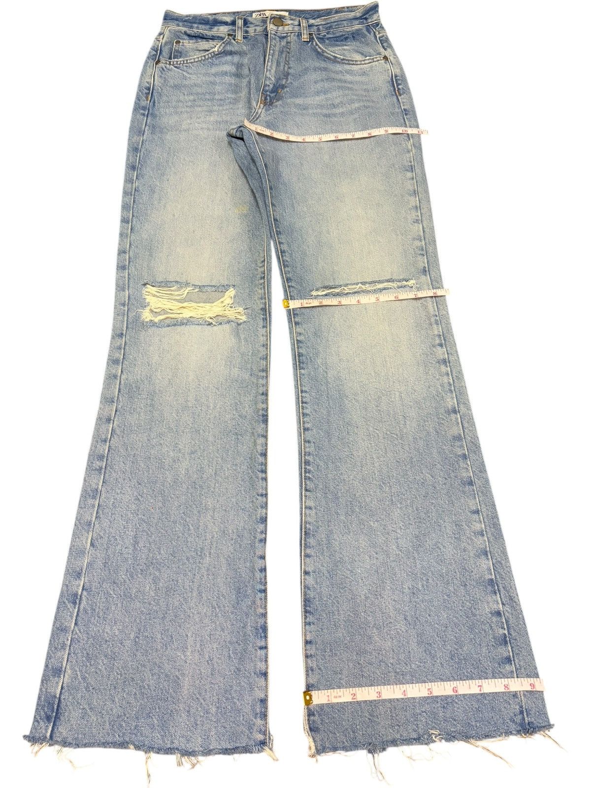 Zara Vintage Zara Faded Wash Distress Flare Jeans Size 28" / US 6 / IT 42 - 8 Thumbnail