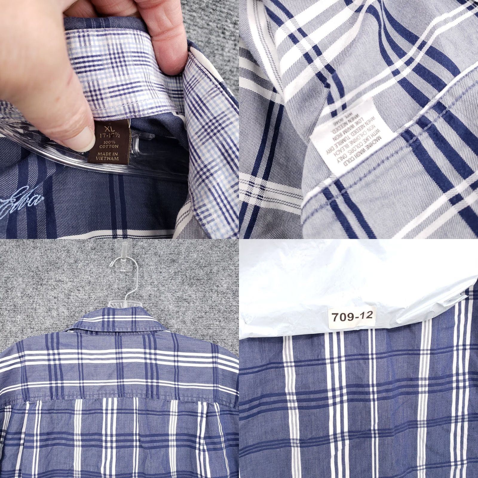 Tasso Elba Tasso Elba Button-Up Shirt Men XL 17-17.5 Blue Plaid Long Sleeve Pocket Collared Classic Designer Mens XL Blue Plaid Shirt Size US XL / EU 56 / 4 - 8 Thumbnail