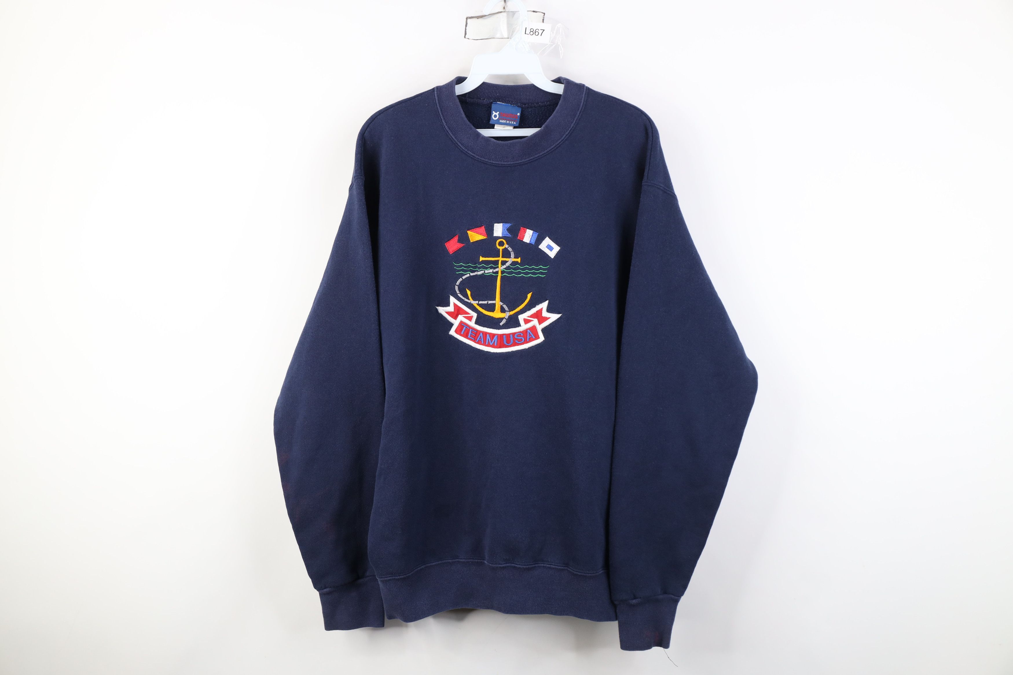Vintage Vintage 90s Streetwear USA Sailing Anchor Sweatshirt USA Size XL / US 12-14 / IT 48-50 - 1 Thumbnail
