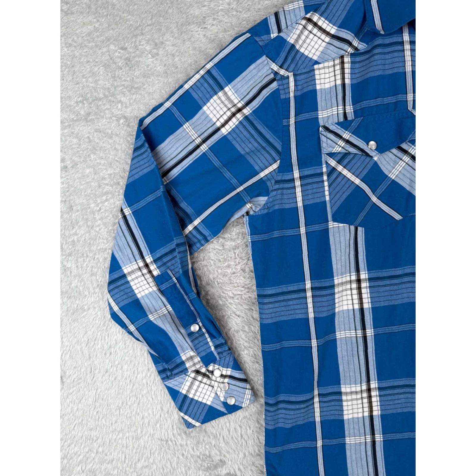Vintage Gioberti Shirt Men Medium Blue White Plaid Pearl Snap Western Cotton Long Sleeve Size US M / EU 48-50 / 2 - 3 Thumbnail