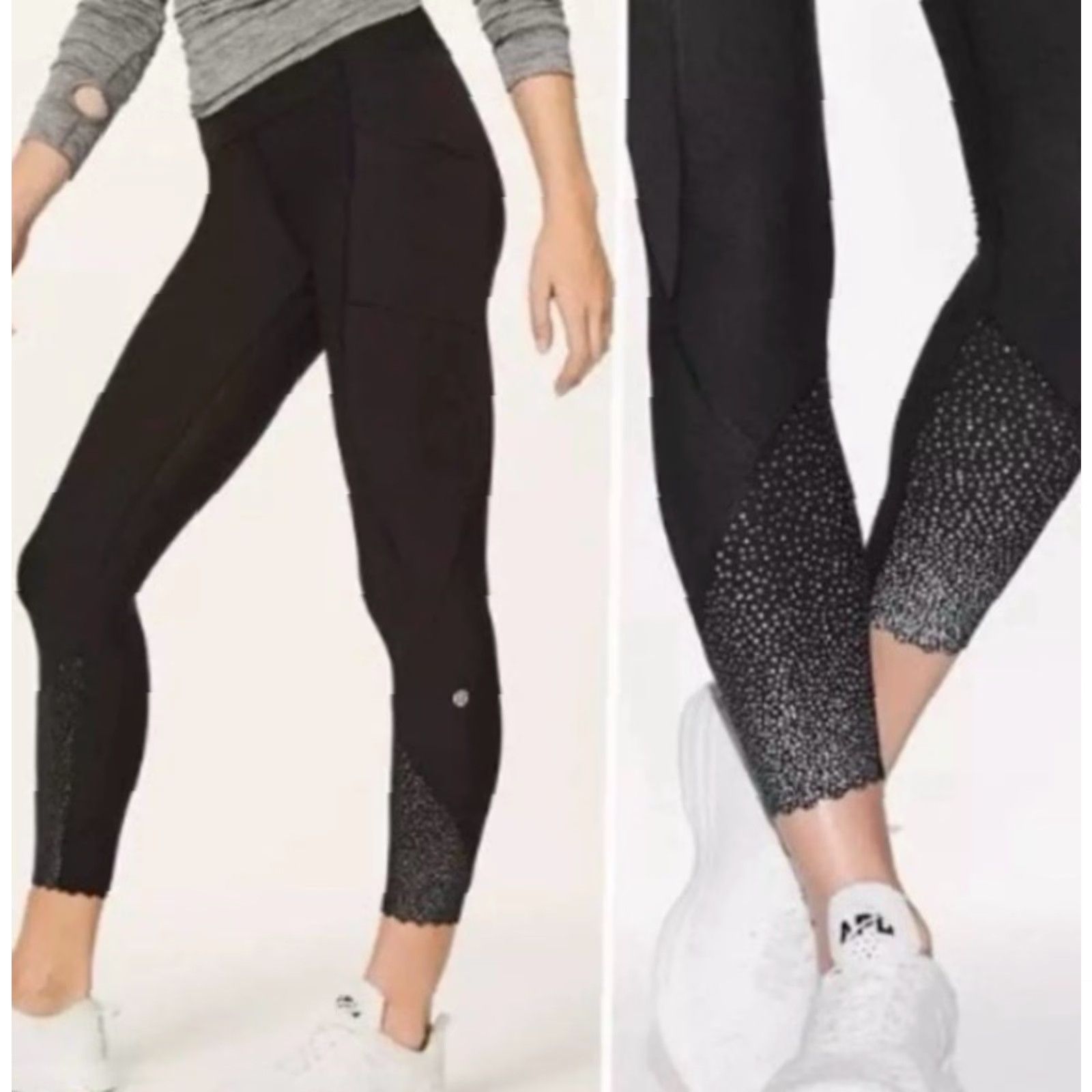 Lululemon Lululemon Blue Tight Stuff Tight II Scallop Hem Reflective 24.5" Inseam Sz 4 Leggings Women Regular Size 4 Blue Reflective Athleisure Size 27" / US 4 / IT 40 - 2 Thumbnail