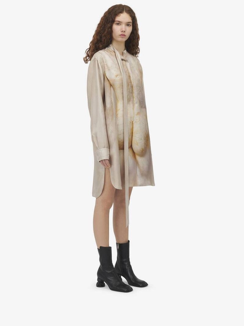 Alexander McQueen o1srvl11e0326 Sculpted Bum Mini Shirt Dress in Multicolor Size S / US 4 / IT 40 - 3 Thumbnail