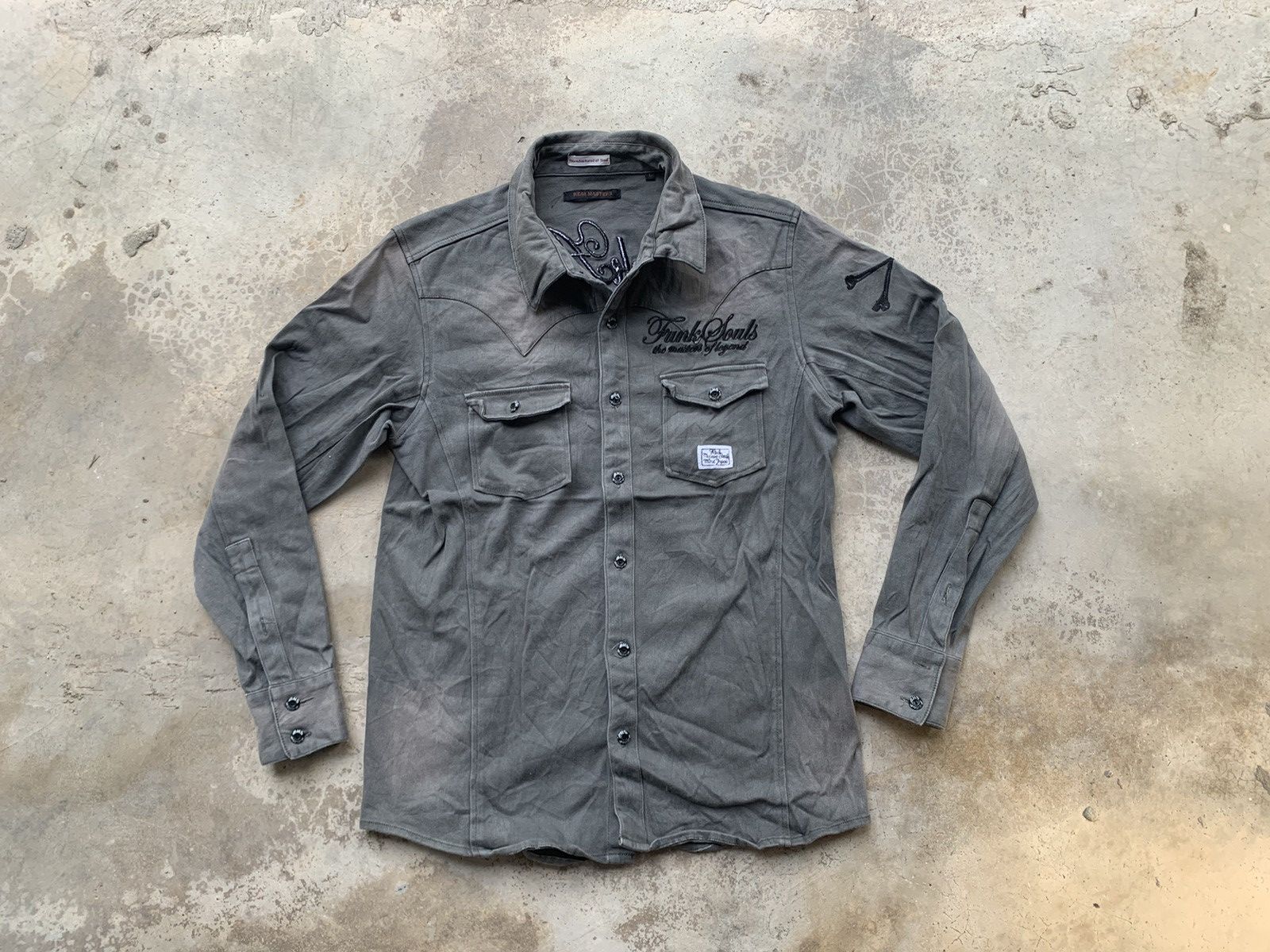 Japanese Brand Real Master Black Anecdote Flannel Style Size L / US 10 / IT 46 - 3 Thumbnail