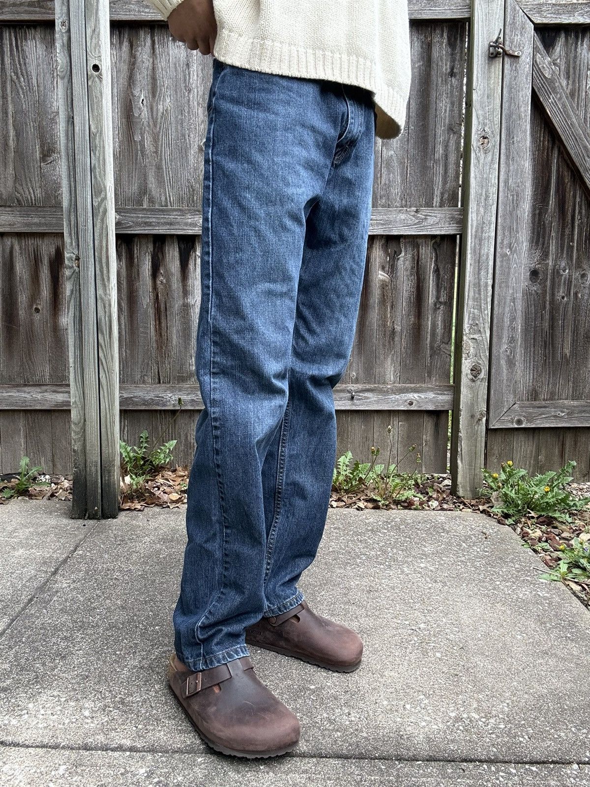 Lee Lee Faded Dark Blue Relaxed Straight Fit Denim Jeans Size US 31 - 2 Thumbnail