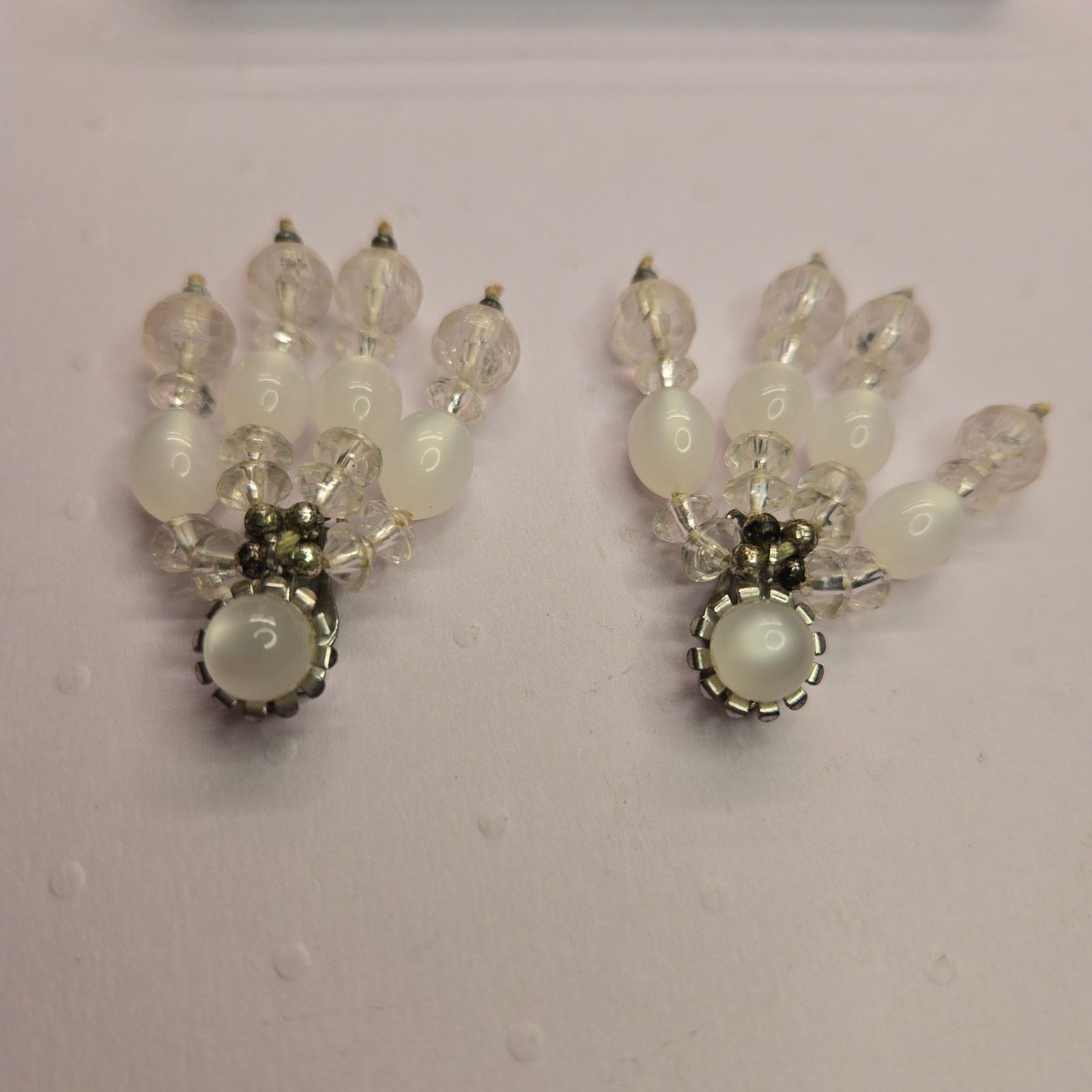 Vintage Vintage MCM Clear Crystal Beaded Chandelier Dangle Earrings Size ONE SIZE - 2 Thumbnail