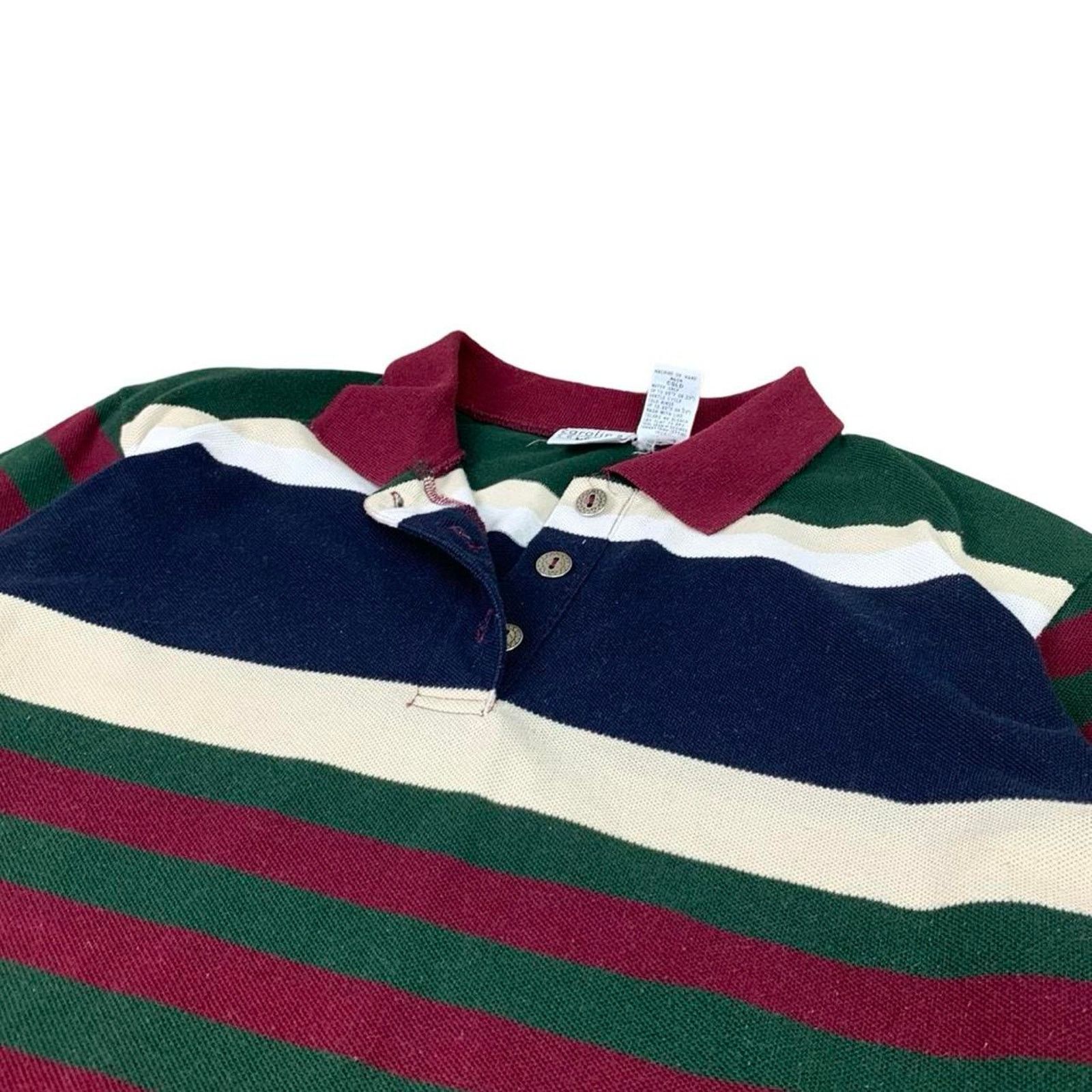 American Retro × Vintage Vintage 90s Striped Retro Long Sleeve Polo Shirt Size L / US 10 / IT 46 - 2 Thumbnail