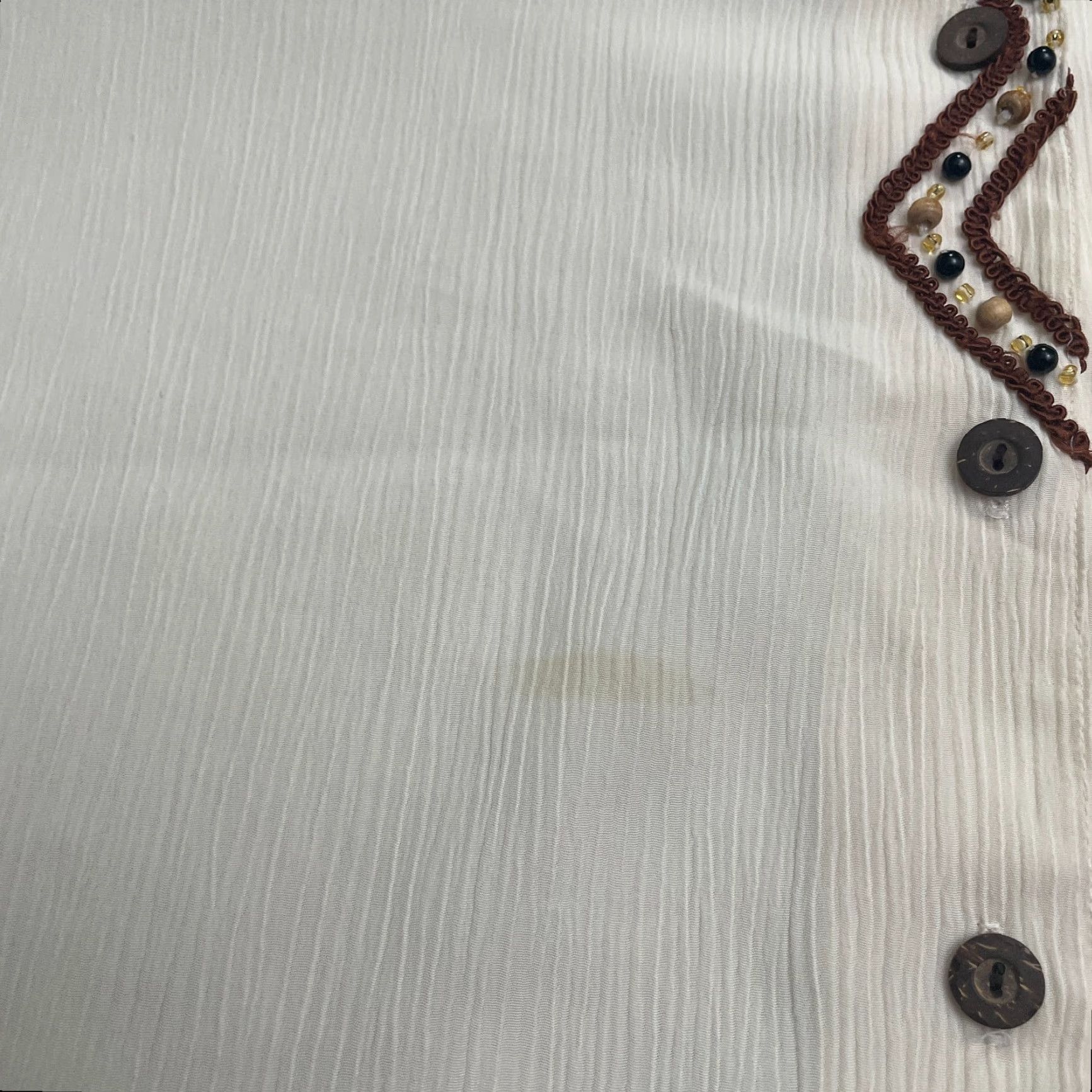 Vintage Koret Vintage Beaded Embroidered Button Down Shirt Womens Petite 8 Ivory Blouse Size M / US 6-8 / IT 42-44 - 7 Thumbnail