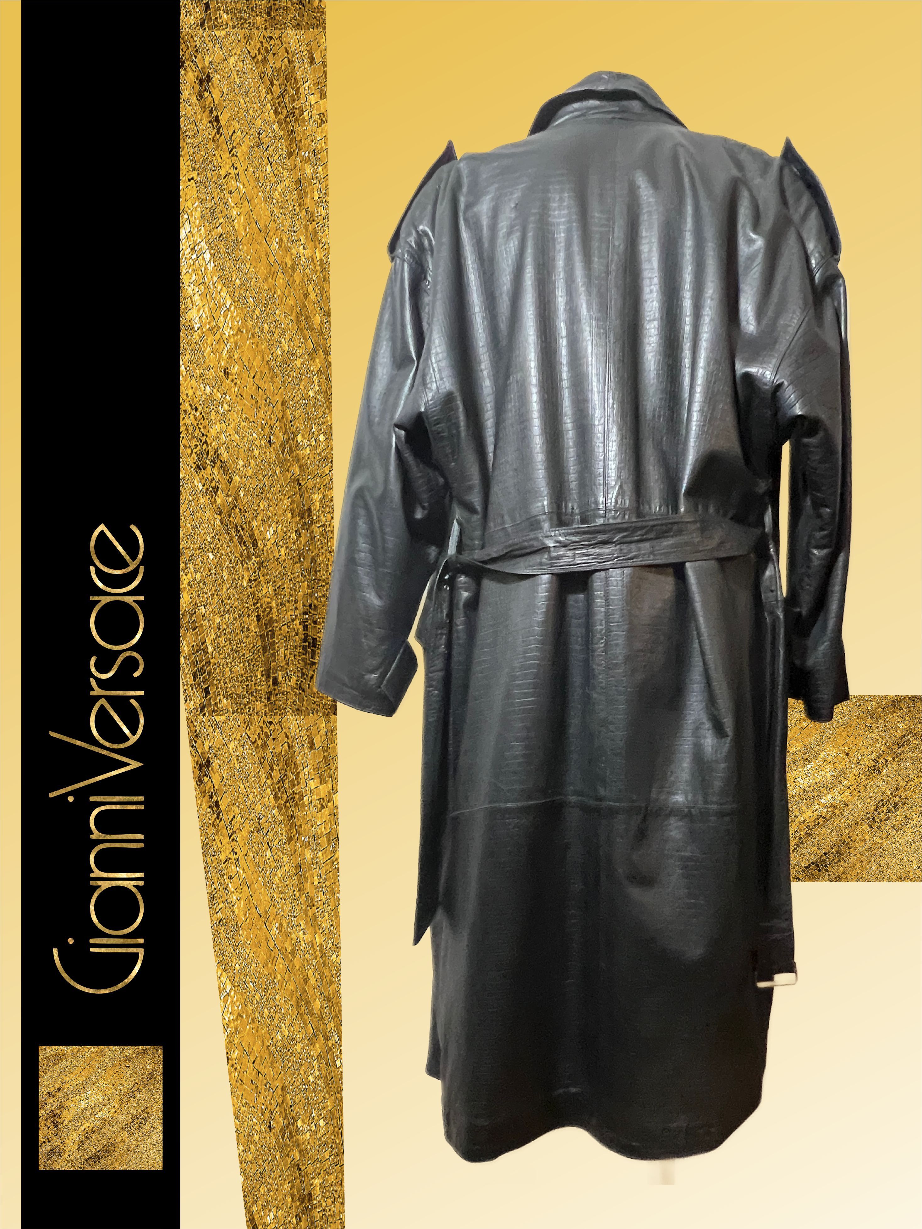 Versace Beautiful Vintage Leather Coat by Versace Size US XL / EU 56 / 4 - 4 Thumbnail