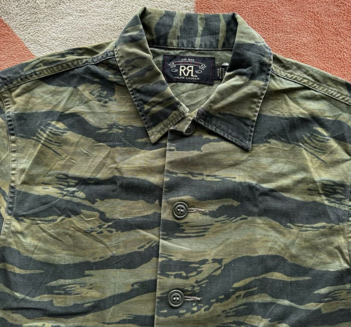 RRL Ralph Lauren RRL Ralph Lauren Double RL Tiger Camo Short Sleeve Shirt K22 Size US S / EU 44-46 / 1 - 2 Thumbnail