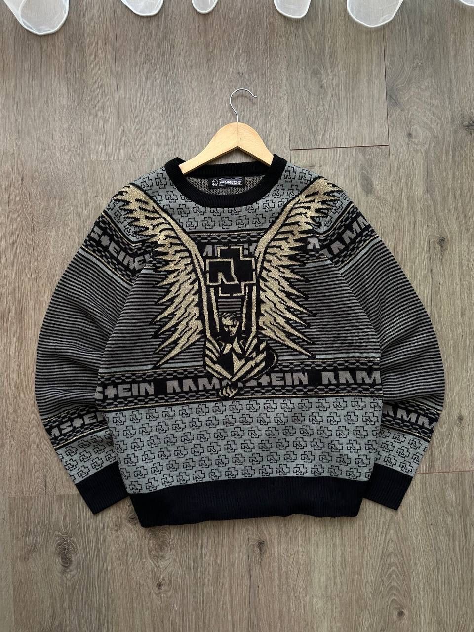 Band Tees × Vintage Vintage Rammstein Rock Band Gray Sweater Center Logo Size US L / EU 52-54 / 3 - 21 Thumbnail