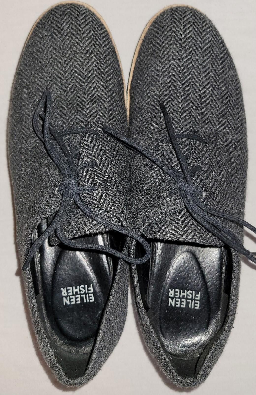 Eileen Fisher Eileen Fisher men's 8 gray & blk. wool herringbone shoes Size US 8 / EU 41 - 1 Thumbnail