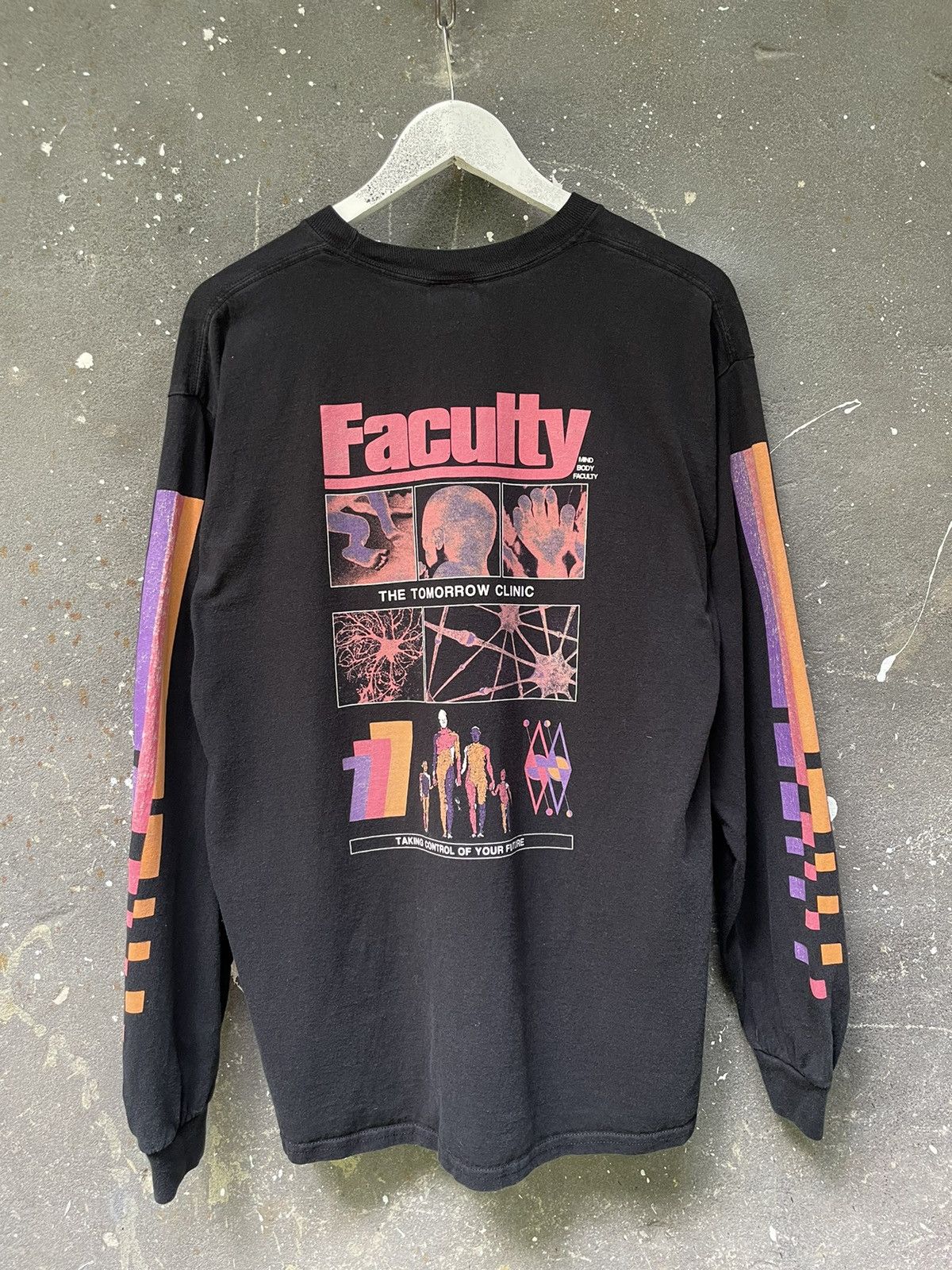 Japanese Brand Vintage Agora Faculty Mind Body Long Sleeve Full Print RARE Size US L / EU 52-54 / 3 - 3 Thumbnail