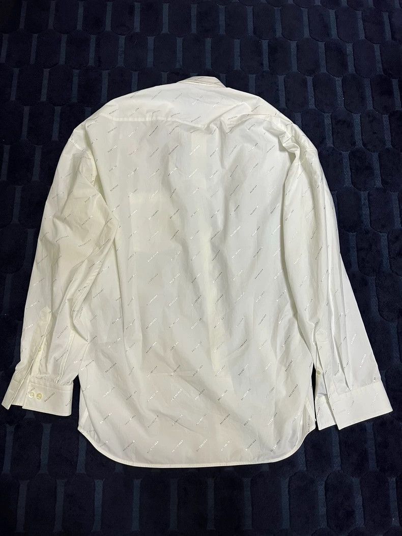 Balenciaga Balenciaga Silver Logo Printed White Shirt-2506 Size US XL / EU 56 / 4 - 2 Thumbnail