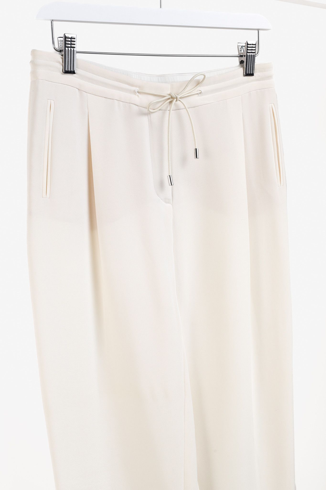 Loro Piana Loro Piana Cream Silk Crepe Drawstring Trousers Size 28" / US 6 / IT 42 - 3 Thumbnail