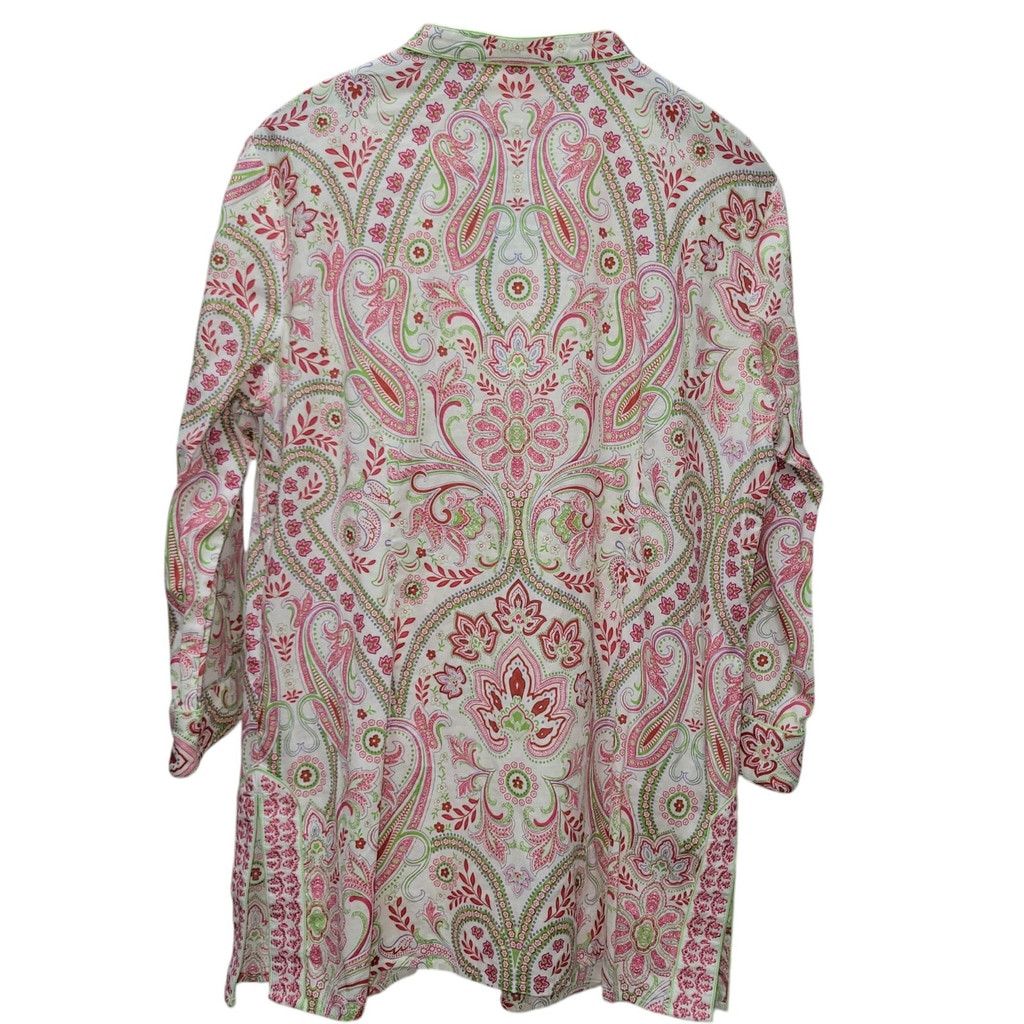 Robert Graham Robert Graham Women 3/4 Paisley Side Slit V-neck Blouse Top Size L / US 10 / IT 46 - 4 Thumbnail