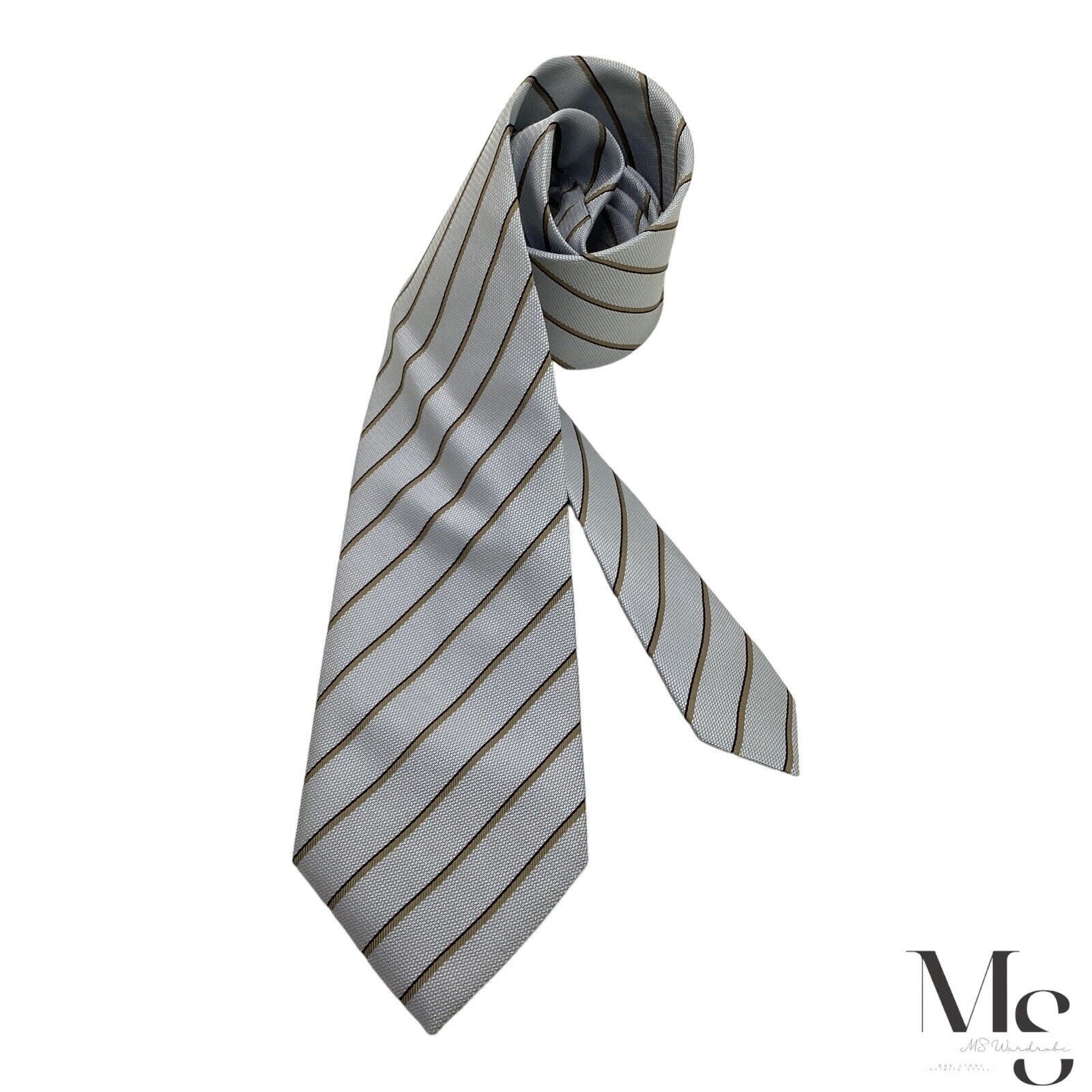 Armani ARMANI COLLEZIONI Light Blue Striped Silk Tie Made In Italy Size ONE SIZE - 1 Thumbnail