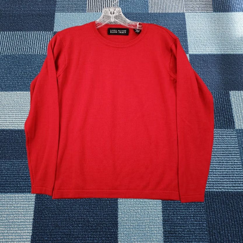 Ellen Tracy VINTAGE Ellen Tracy Sweater Womens Petite Small Red Merino Wool USA 90s Size S / US 4 / IT 40 - 1 Thumbnail
