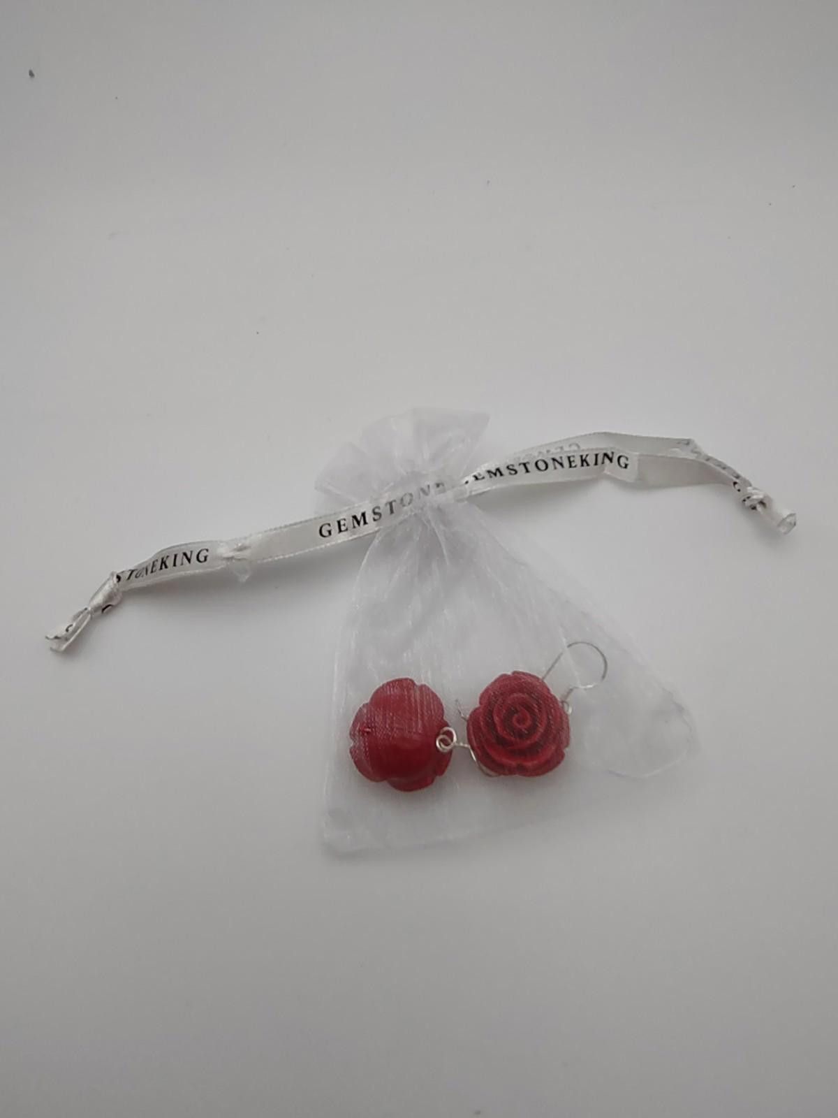 Other Sterling Silver Red Rose Earrings 925 Size ONE SIZE - 2 Thumbnail