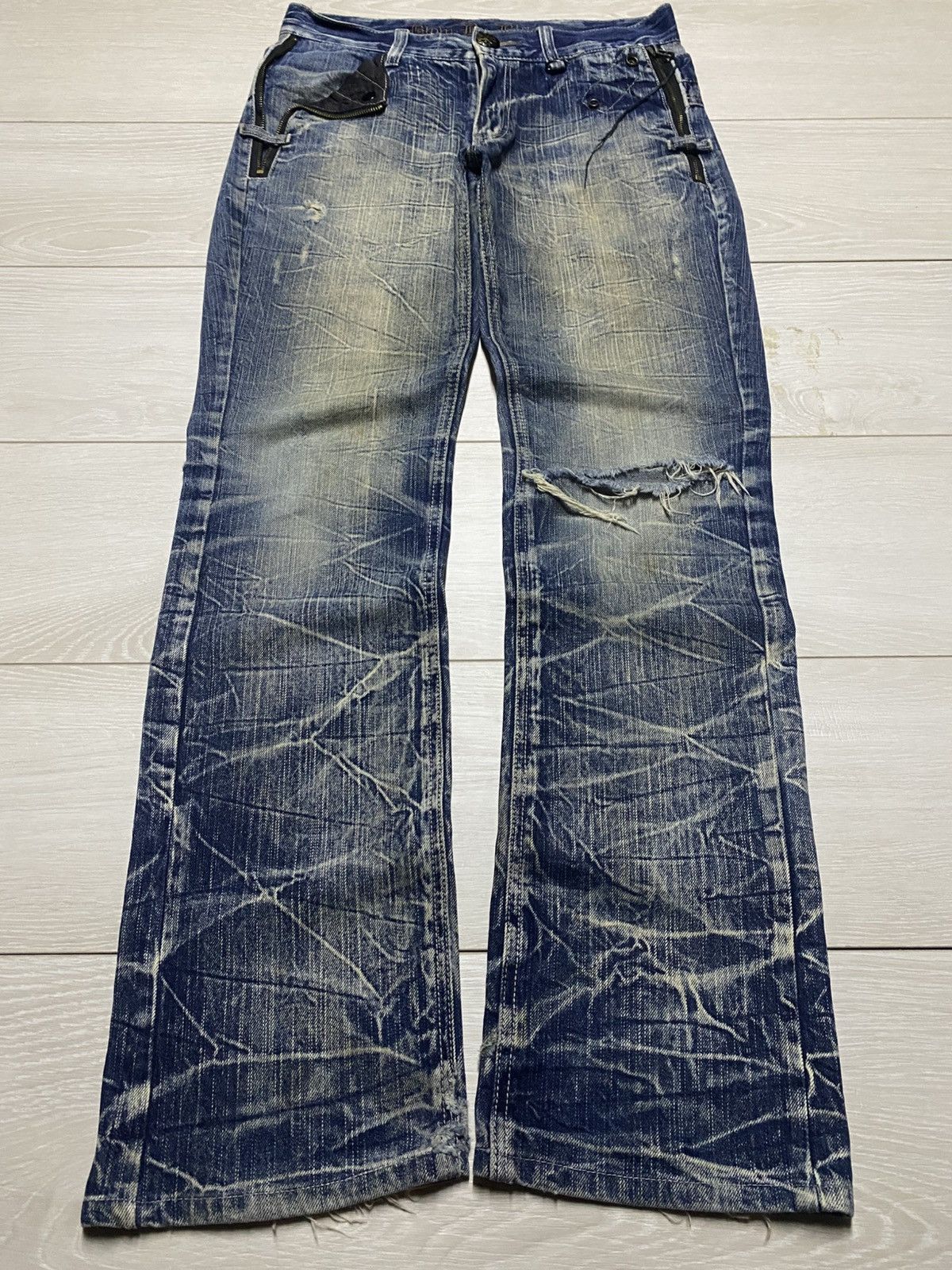 If Six Was Nine Blow By Blue Skull Button Denim Underground Japan Brand Rare Size US 32 / EU 48 - 1 Thumbnail