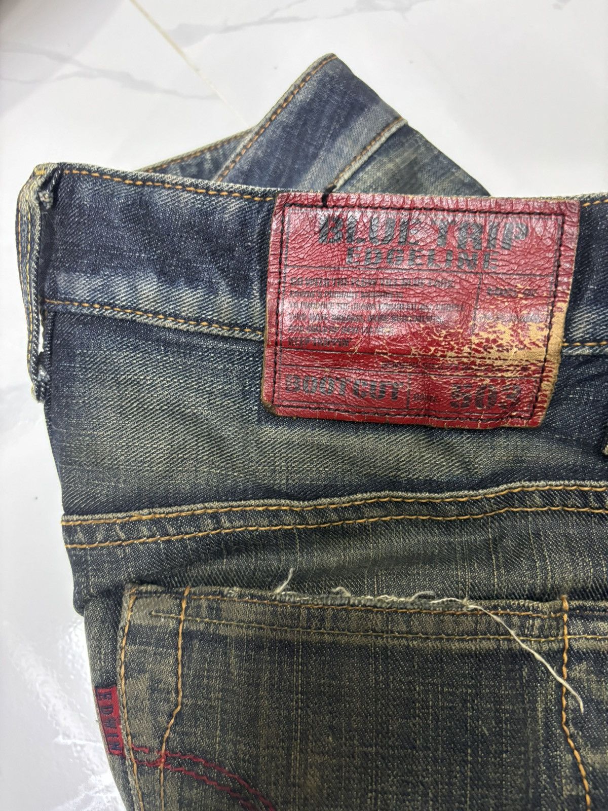 14th Addiction FLARED🔥EDWIN 503 MUD WASH BOOTCUT WAXED DENIM JEANS Size US 32 / EU 48 - 10 Thumbnail