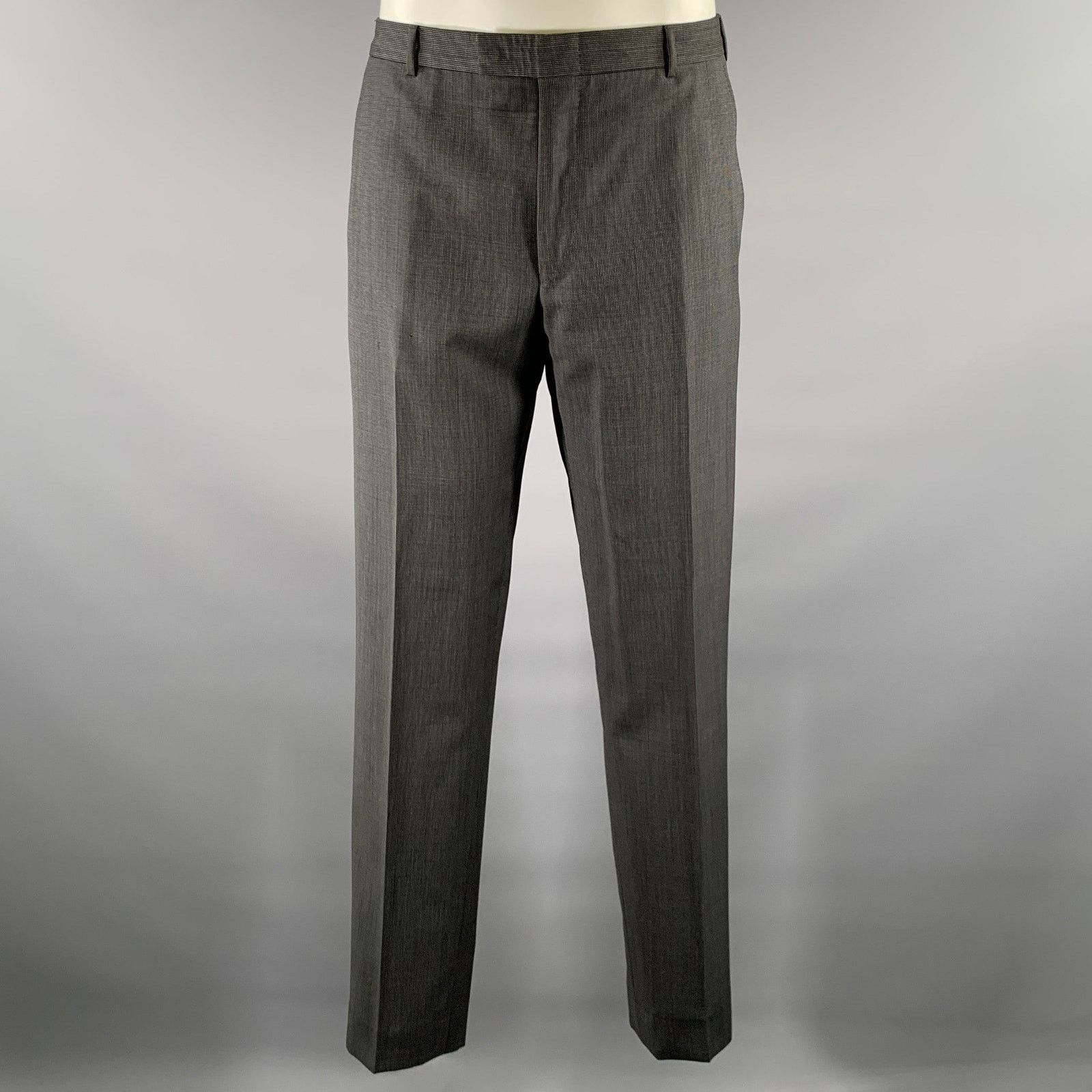 Z Zegna Z ZEGNA Size 44 Grey Black Nailhead Wool Notch Lapel Suit Size 44L - 4 Thumbnail