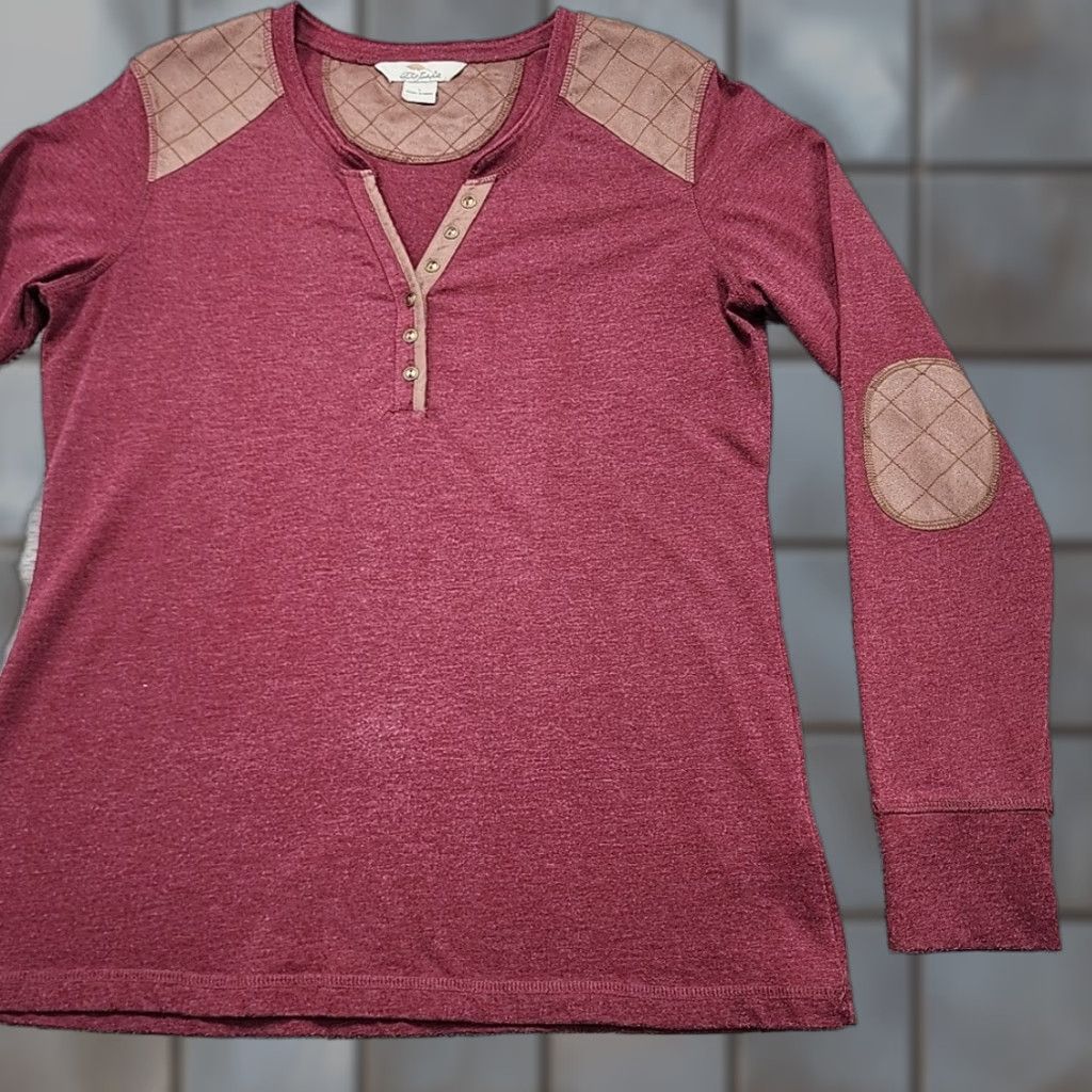 Vintage Bob Timberlake Henley Shirt Mens L Long Sleeve Shoulder Elbow Patches Button-Up Casual Shirt Size US L / EU 52-54 / 3 - 1 Thumbnail