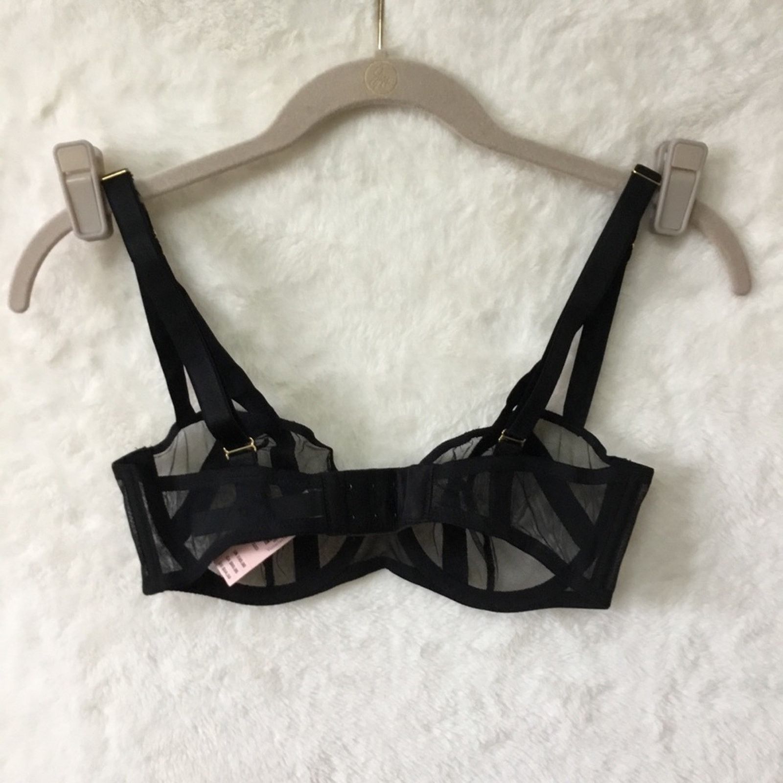 Victoria's Secret Victoria Secret Black Unlined Mesh Balconette Bra Size ONE SIZE - 8 Thumbnail