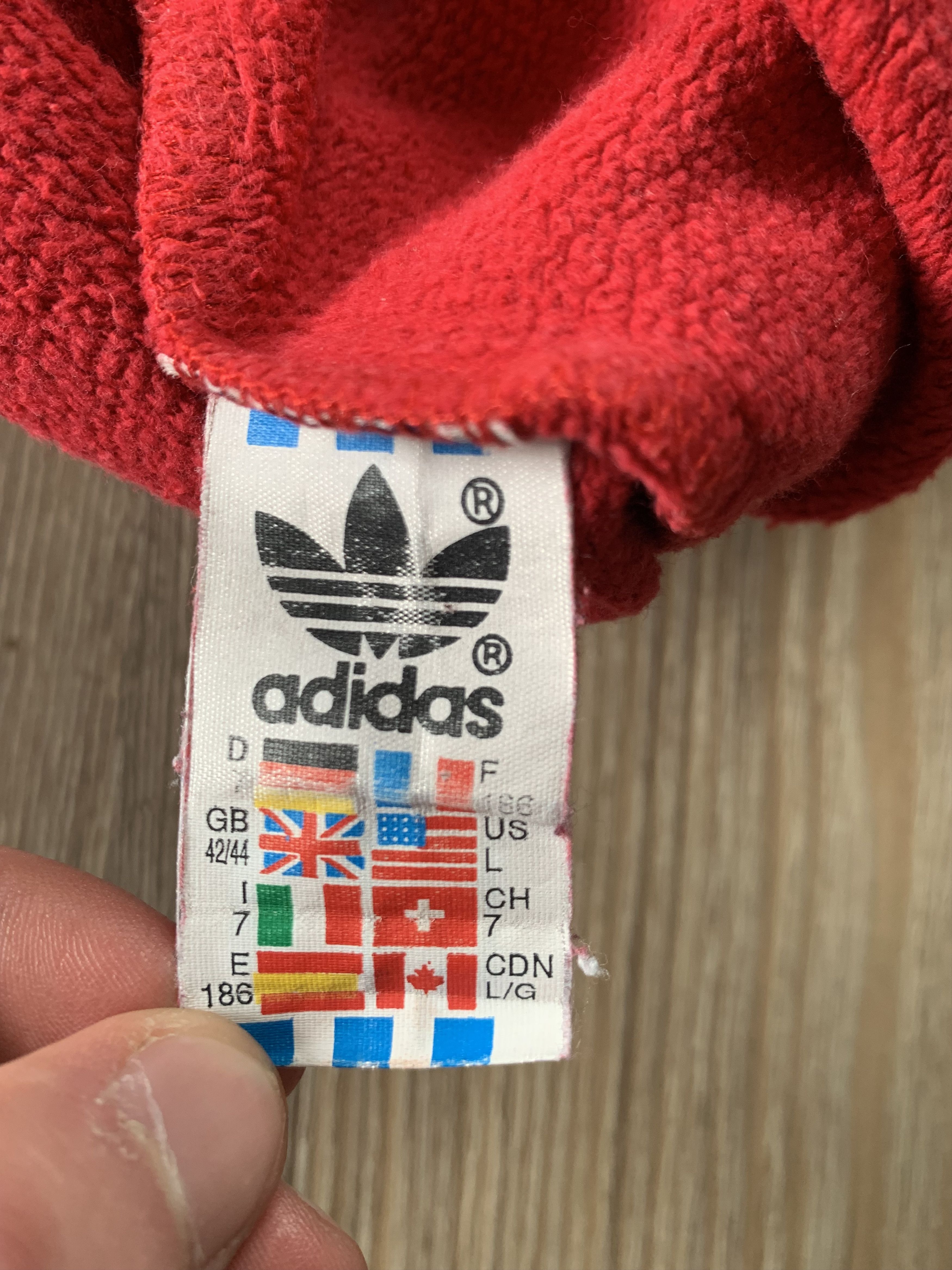 Adidas × Vintage Adidas Big Logo Red Cotton Vintage Sweatshirt Size US L / EU 52-54 / 3 - 7 Thumbnail