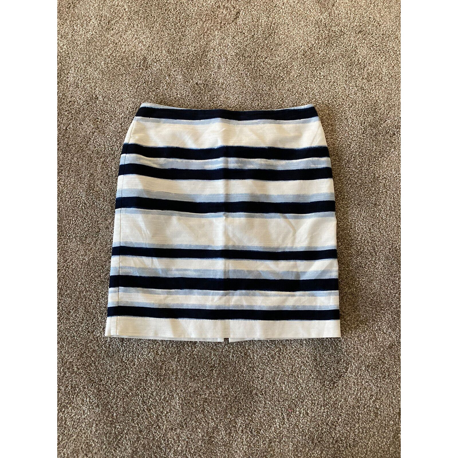 Ann Taylor Ann Taylor Factory Lined Skirt Womens White Blue Strip Petit Size 32" / US 10 / IT 46 - 1 Thumbnail