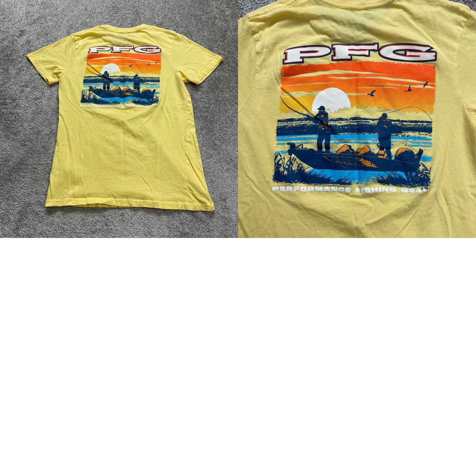 Vintage Columbia Shirt Mens Small Yellow Crew Neck Short Sleeve PFG Outdoor Fishing Top - All Seasons Lightweight Knit Size US S / EU 44-46 / 1 - 8 Thumbnail