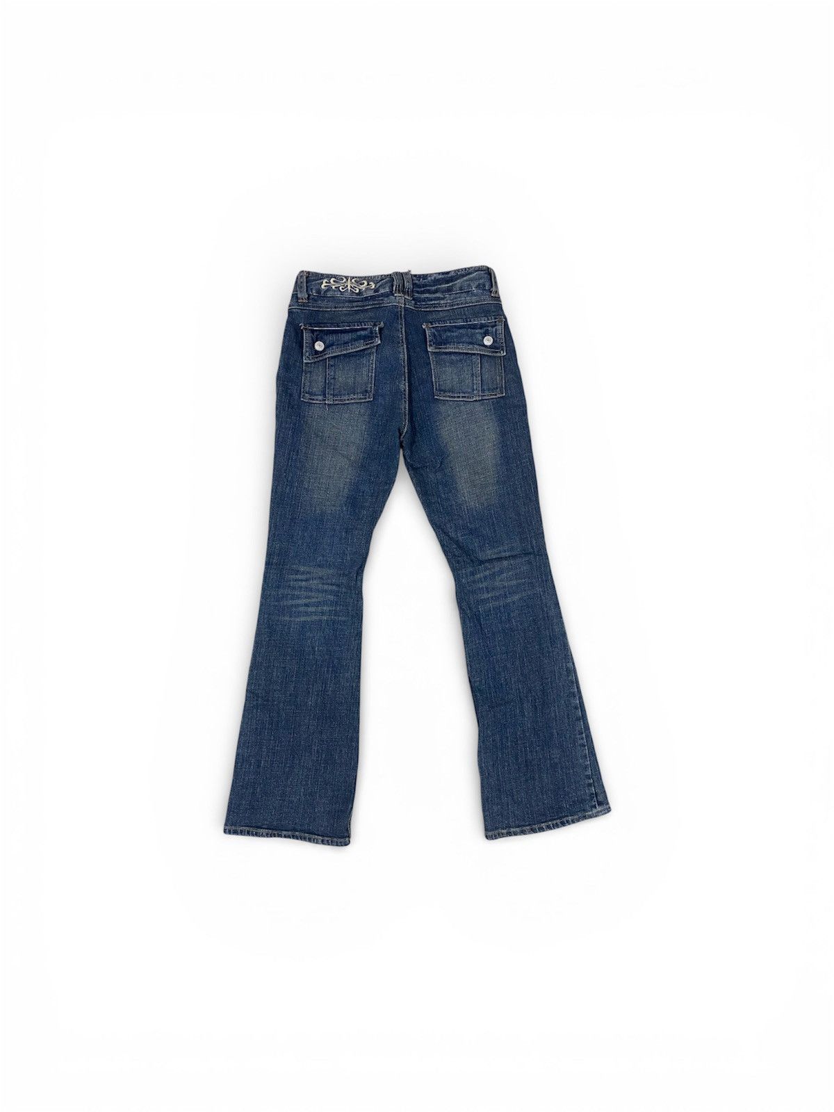 Japanese Brand Vintage 70sStyle Flared Denim Jeans Wash CargoPocket Bootcut Size US 30 / EU 46 - 3 Thumbnail