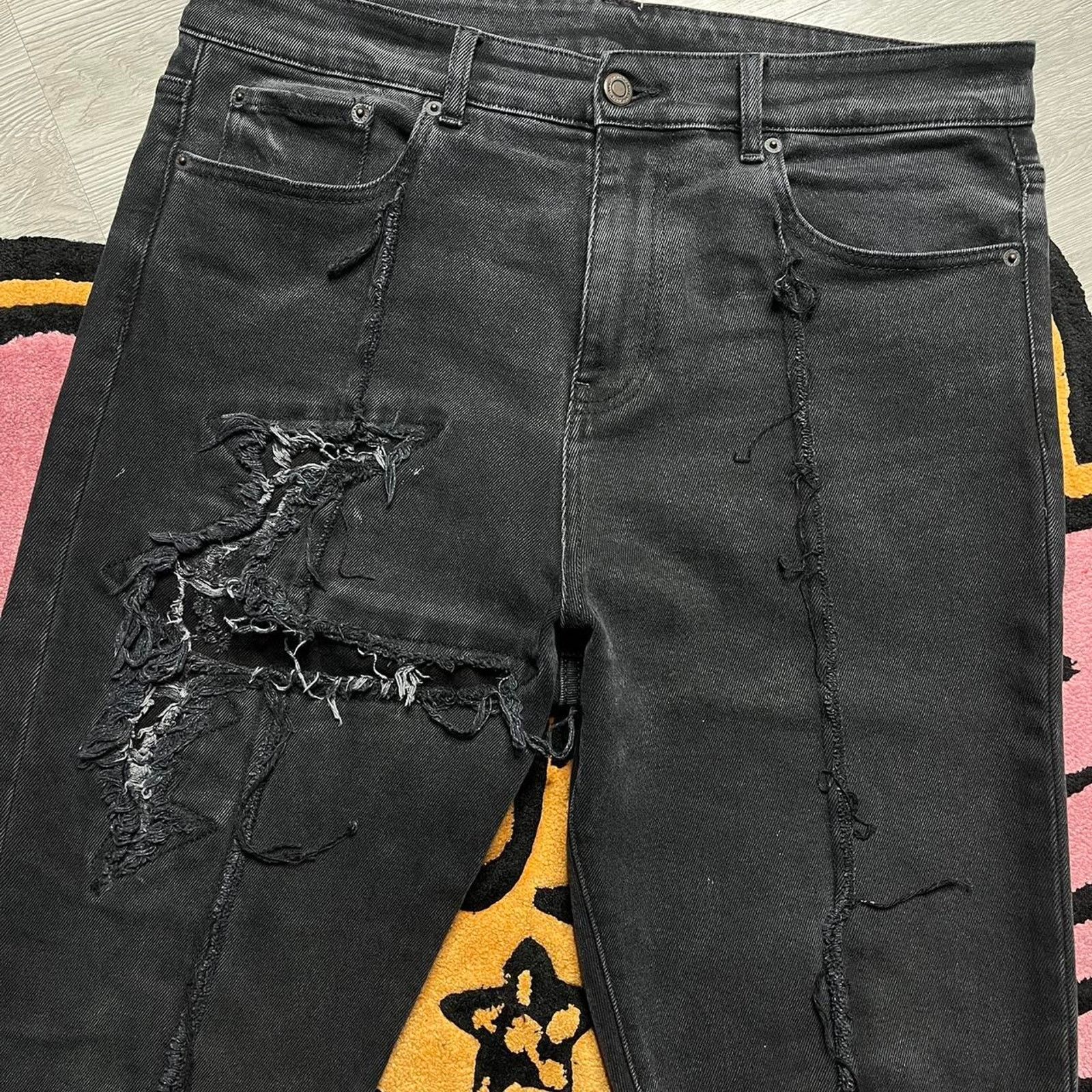 Val Kristopher Val Kristopher Eroded Repaired Distress Denim Jeans Size 34 Size US 34 / EU 50 - 2 Thumbnail