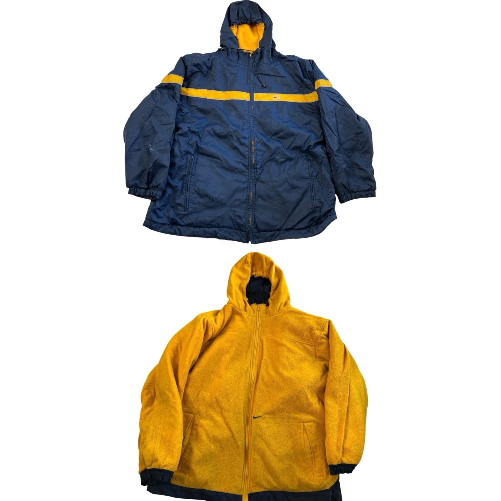 Nike VINTAGE Nike Reversible Jacket Mens L Blue Yellow Fleece Nylon Zip 90s Classic Sports Casual Size US L / EU 52-54 / 3 - 2 Thumbnail