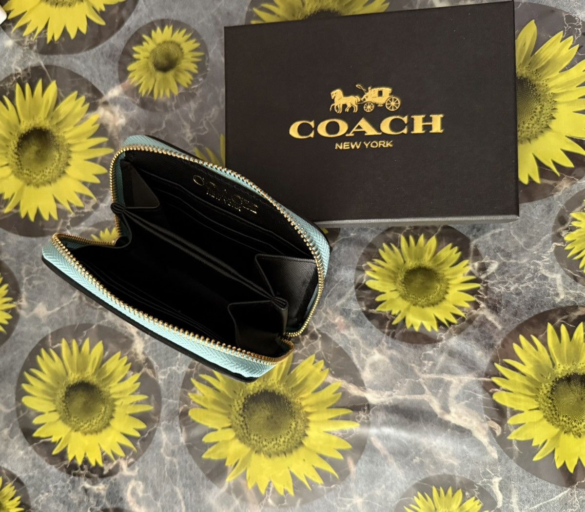 Coach Coach Blue Shark Print Small Zip Wallet with Box Size ONE SIZE - 3 Thumbnail