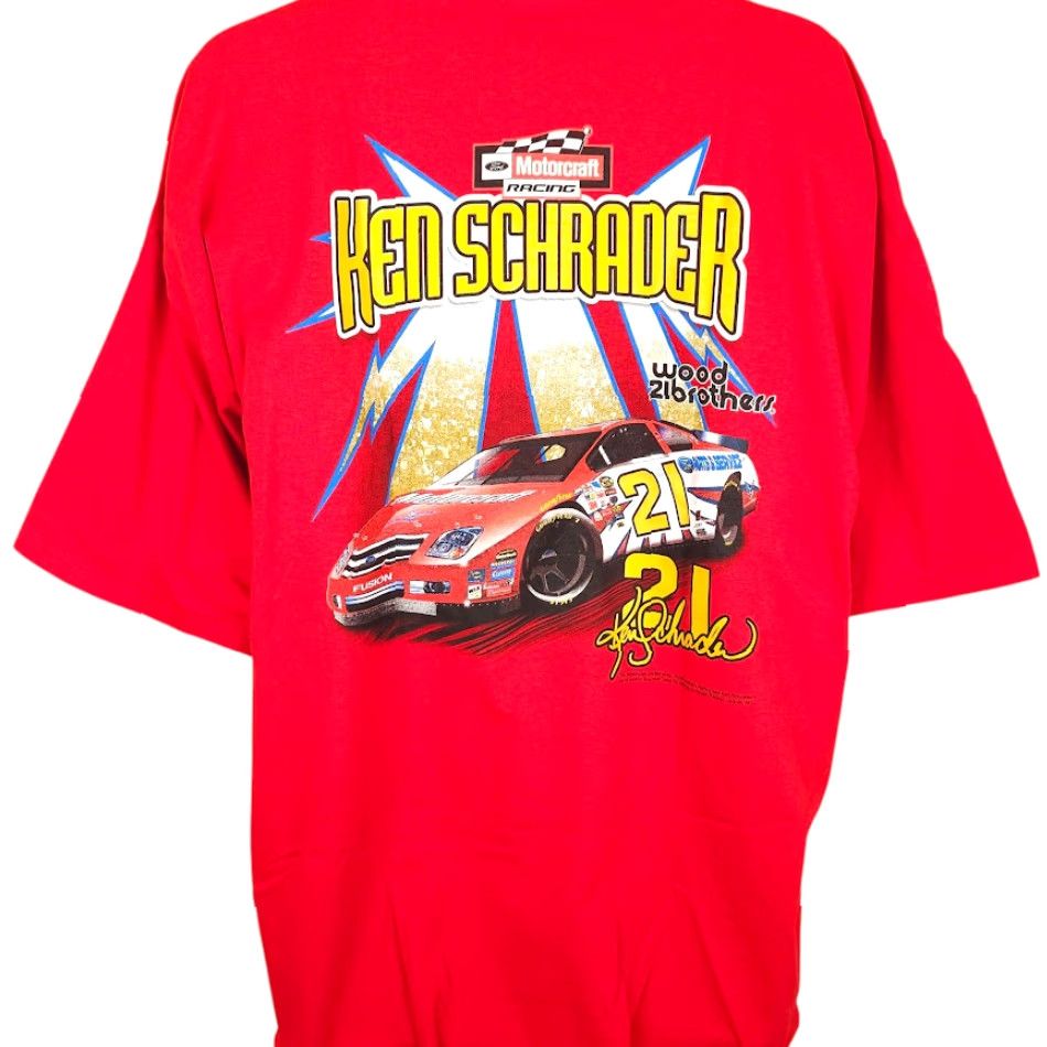 Gildan VINTAGE Gildan T Shirt Mens 3XL Red NASCAR Ken Schrader 2000s Motorcraft Shirt Size US XXL / EU 58 / 5 - 5 Thumbnail