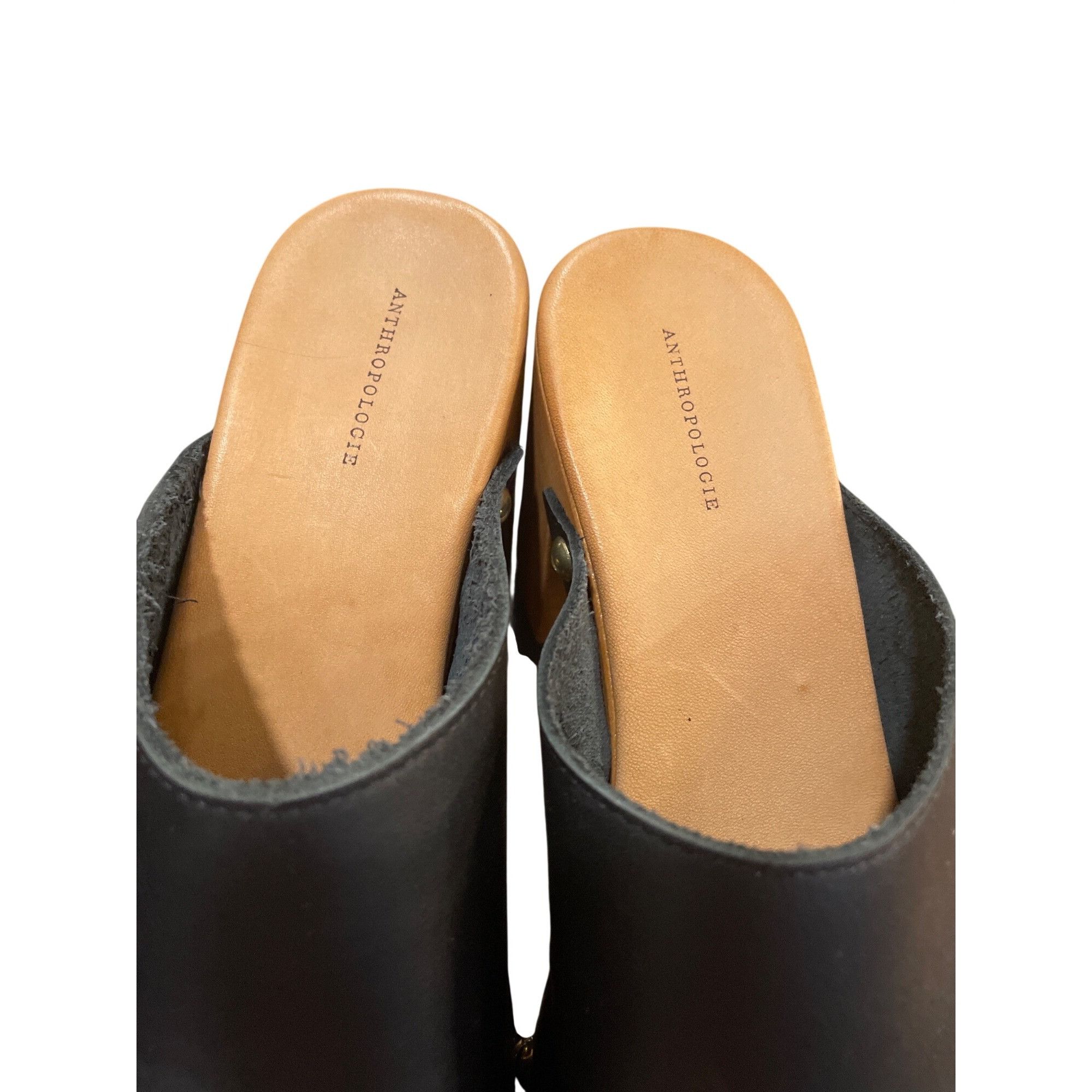 Anthropologie Anthropologie wms black leather 3.5" block heeled clogs shoe Size US 9.5 / IT 39.5 - 9 Thumbnail
