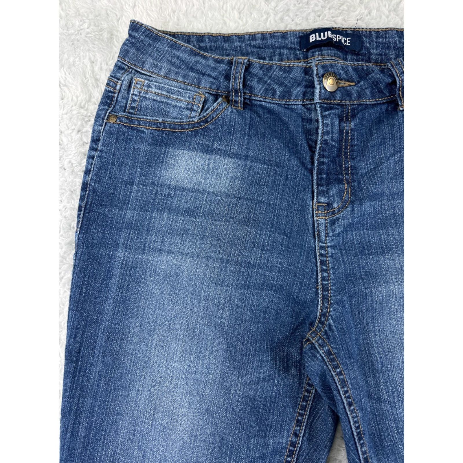 Vintage Blue Spice Jeans Womens Blue Denim Medium Wash 28x25 Slim Tapered Leg 9 Girls? Size 30" / US 8 / IT 44 - 4 Thumbnail